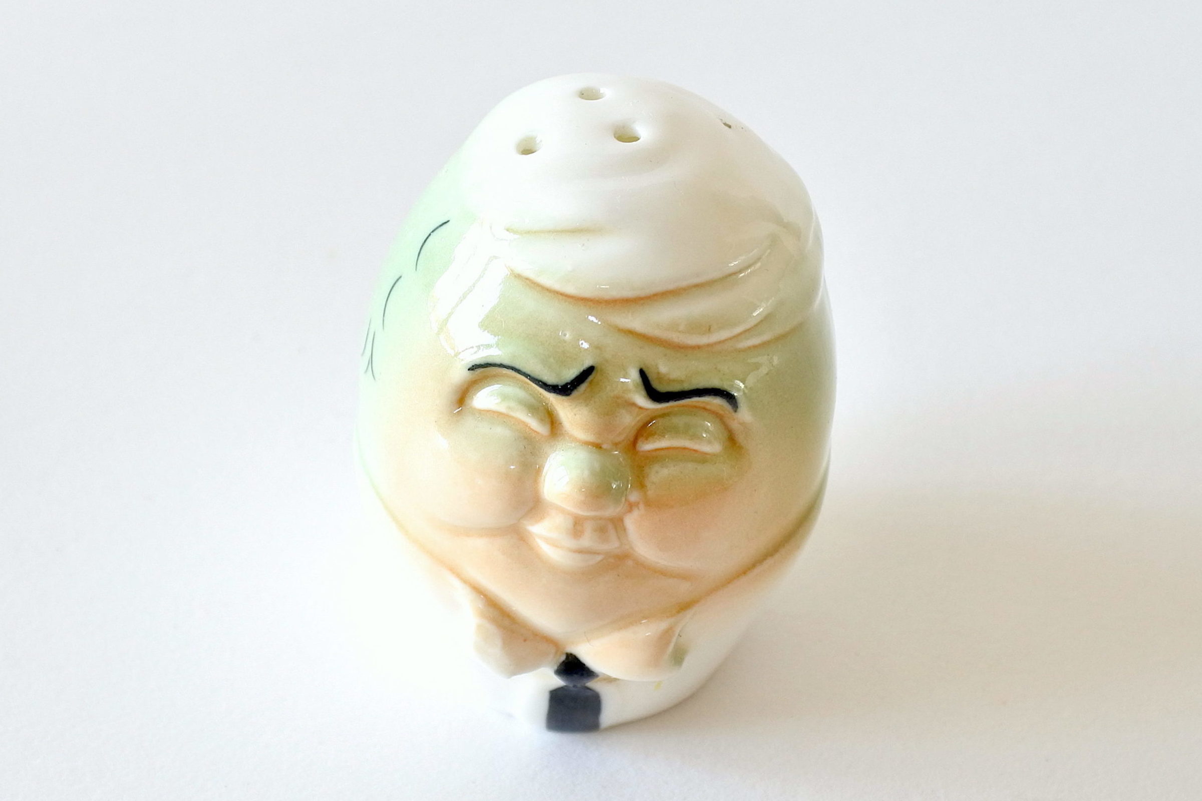 Saliera in ceramica a forma di uovo con volto di uomo - 5