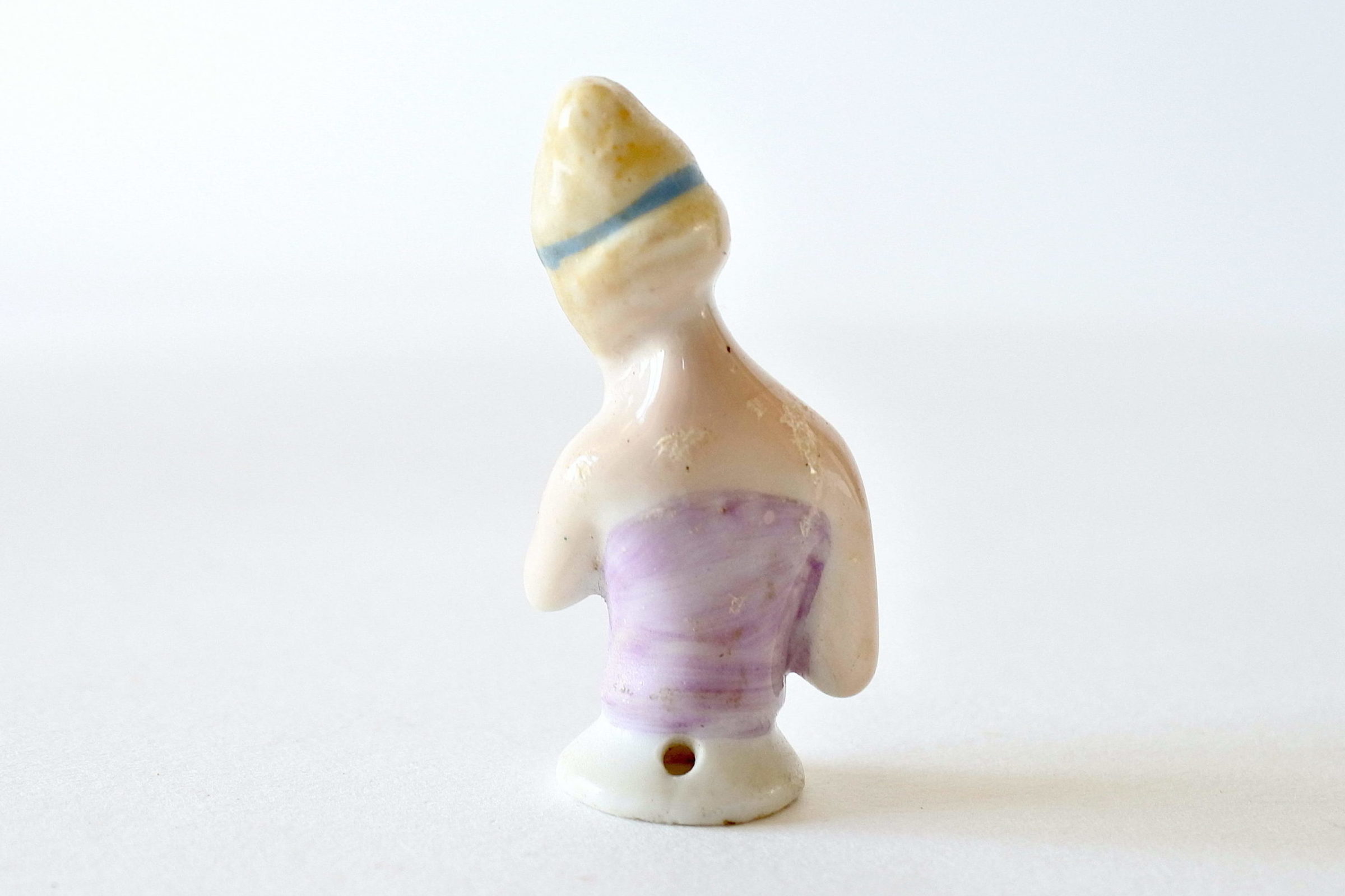 Statuina di donna con ventaglio in ceramica - Demi poupée - 3