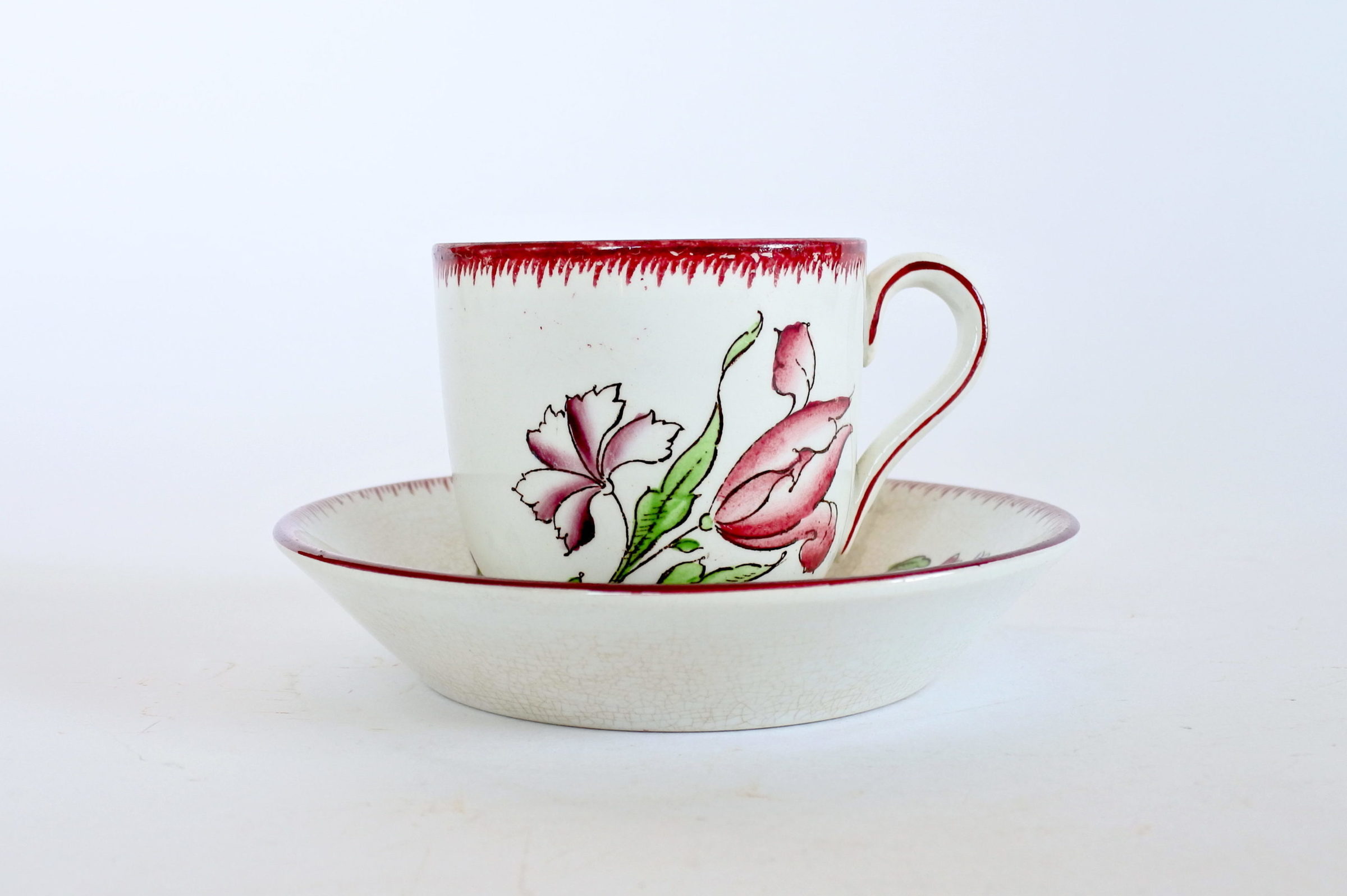 Tazzina Sarreguemines in ceramica con tulipano e fiori di campo - 3