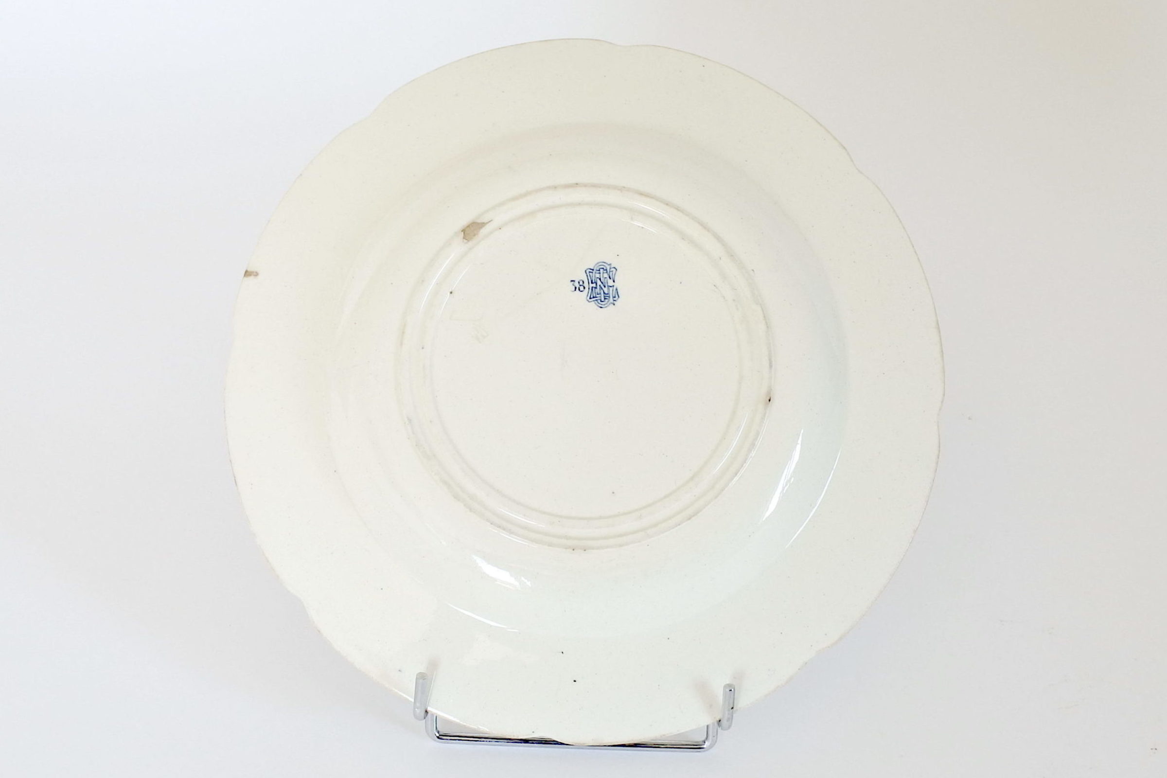 Piatto di servizio tondo in ceramica di Gien con decoro blu - 2