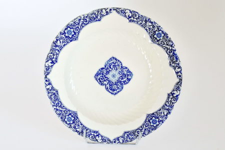 Piatto di servizio tondo in ceramica di Gien con decoro blu
