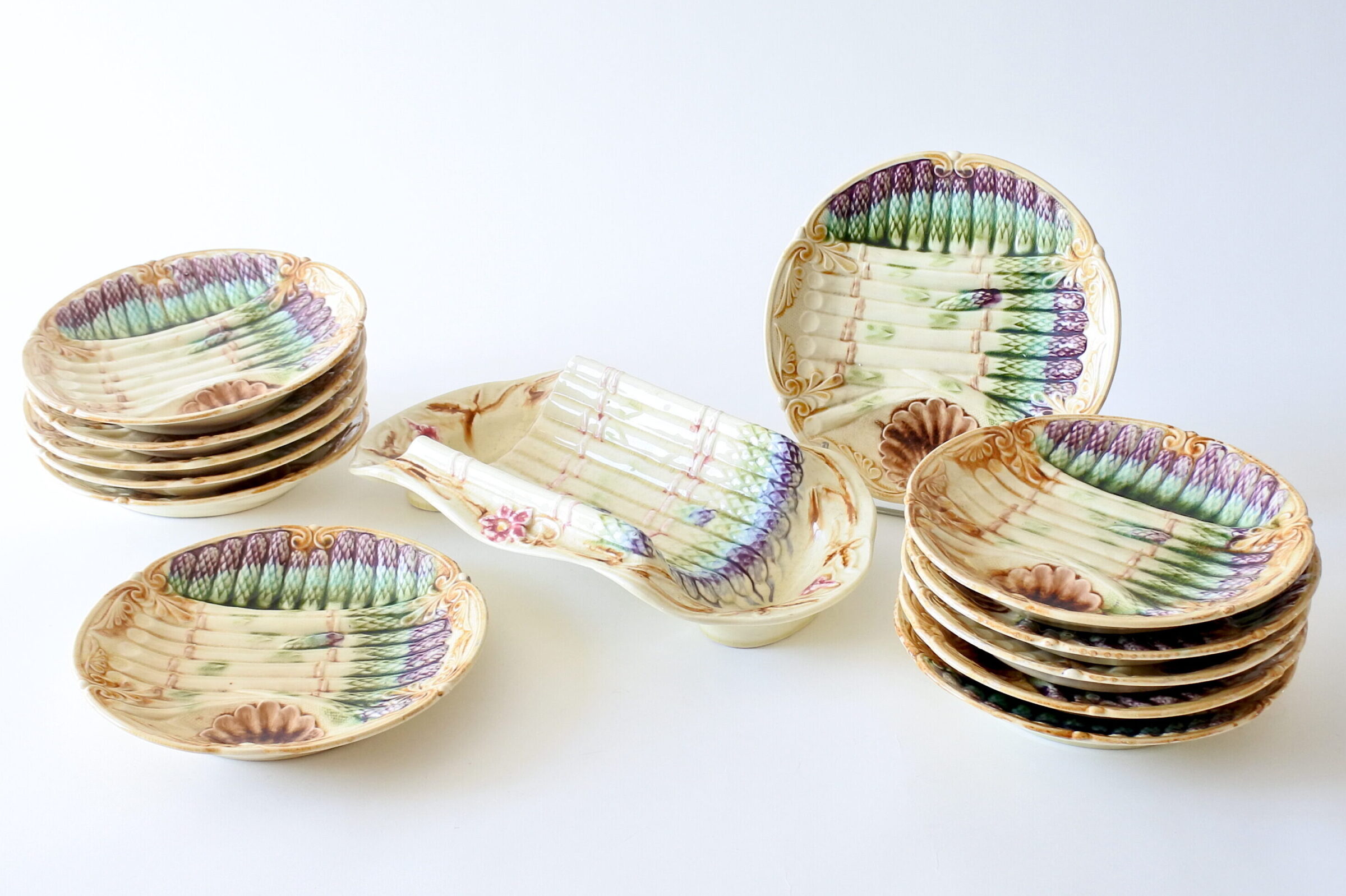 Servizio di piatti per asparagi Onnaing in ceramica barbotine