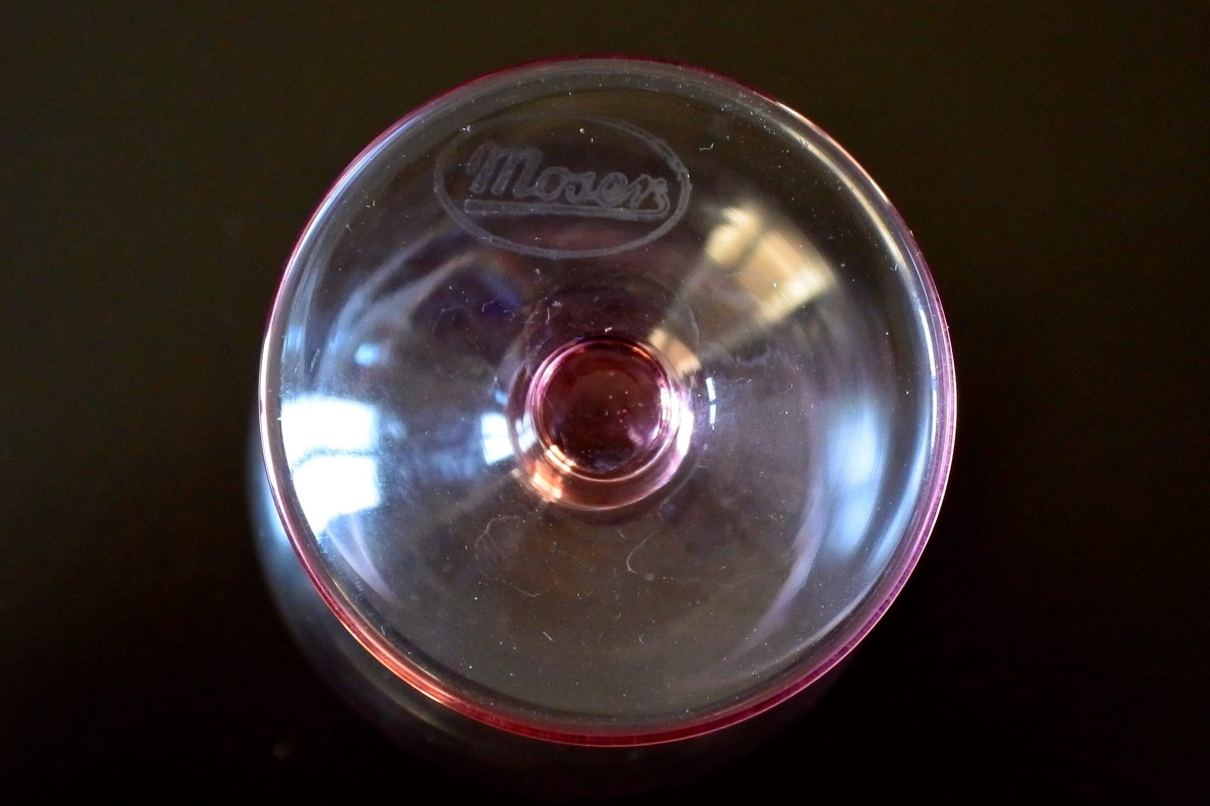 Calice Moser Napoleon in cristallo rosa di Boemia - 3