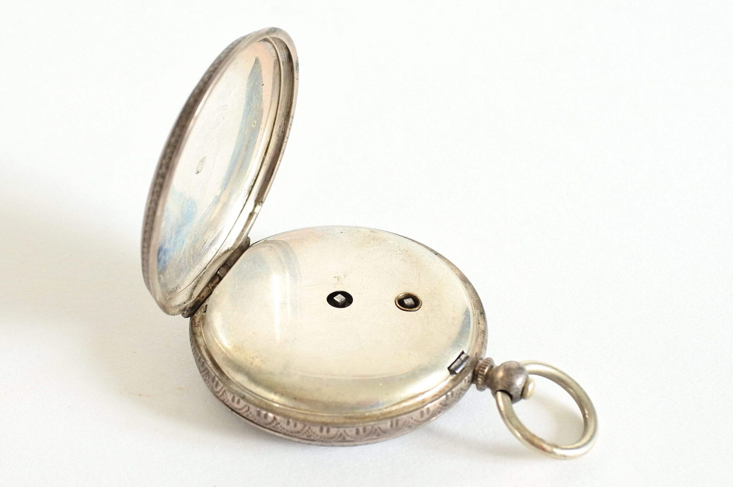 Orologio da tasca in argento con quadrante in smalto e cassa finemente incisa - 3