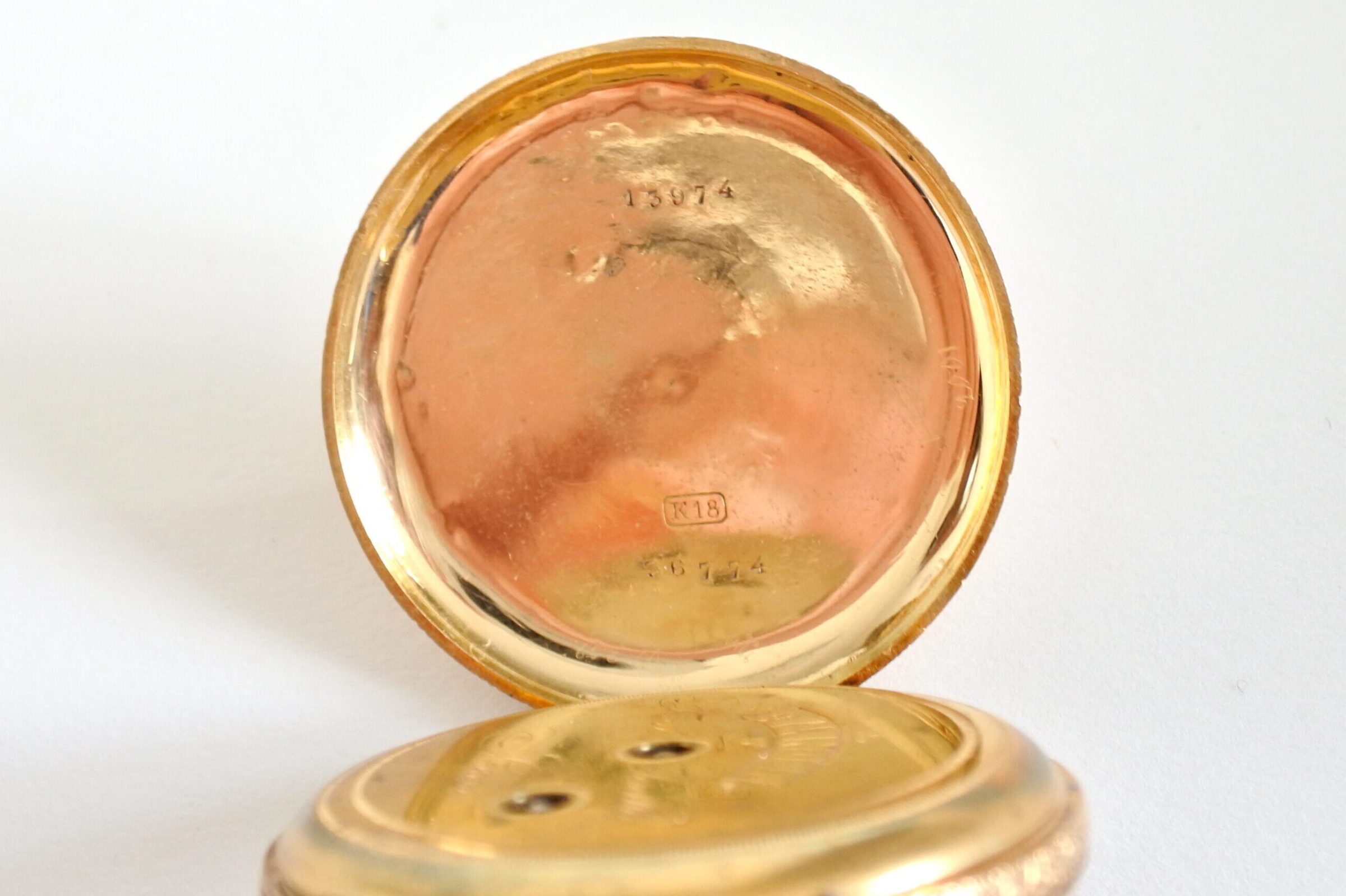 Orologio da tasca in oro 18k con quadrante inciso con motivi floreali - 6