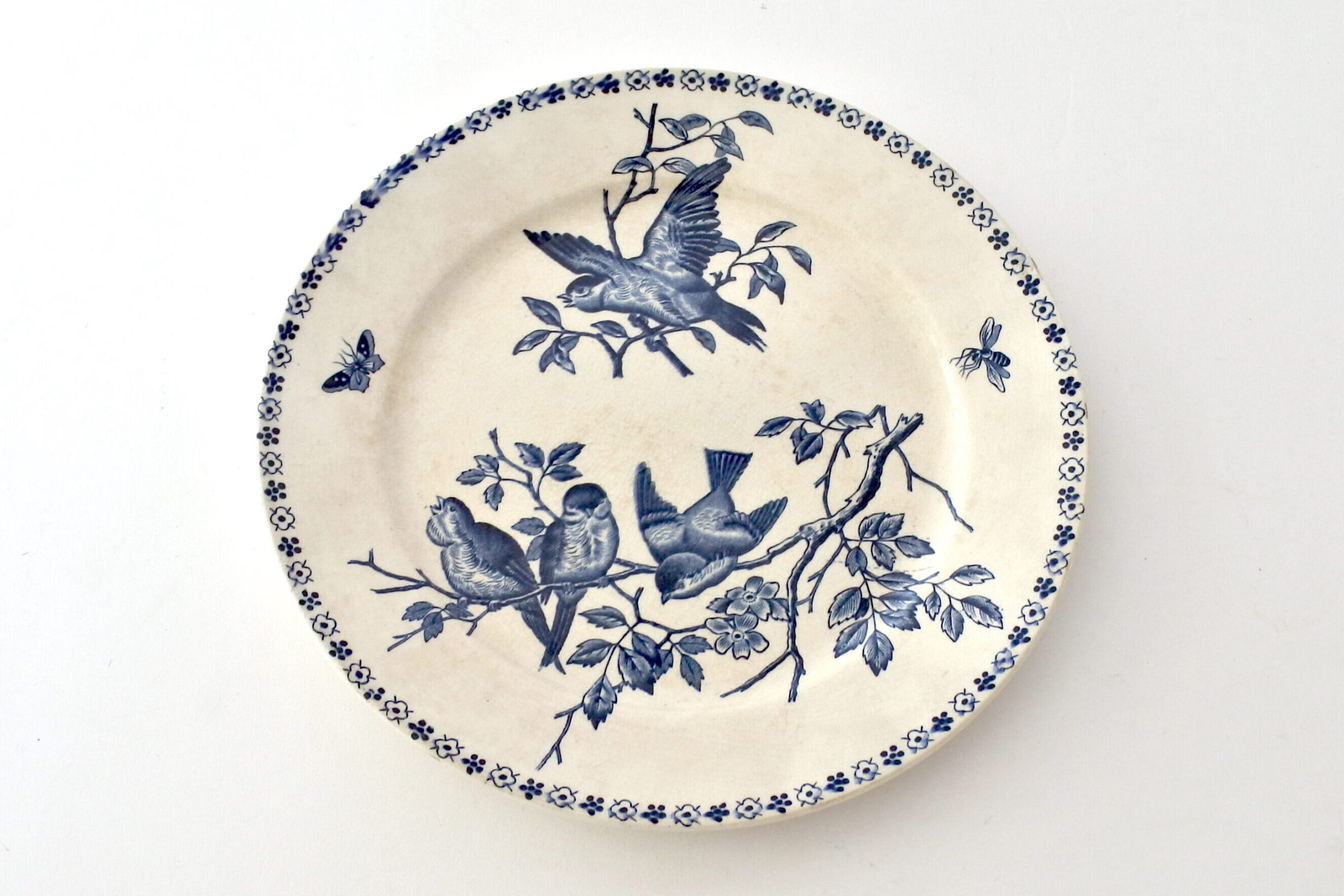 Servizio in ceramica B.F.K. decorato con uccellini su rami ed insetti - 17