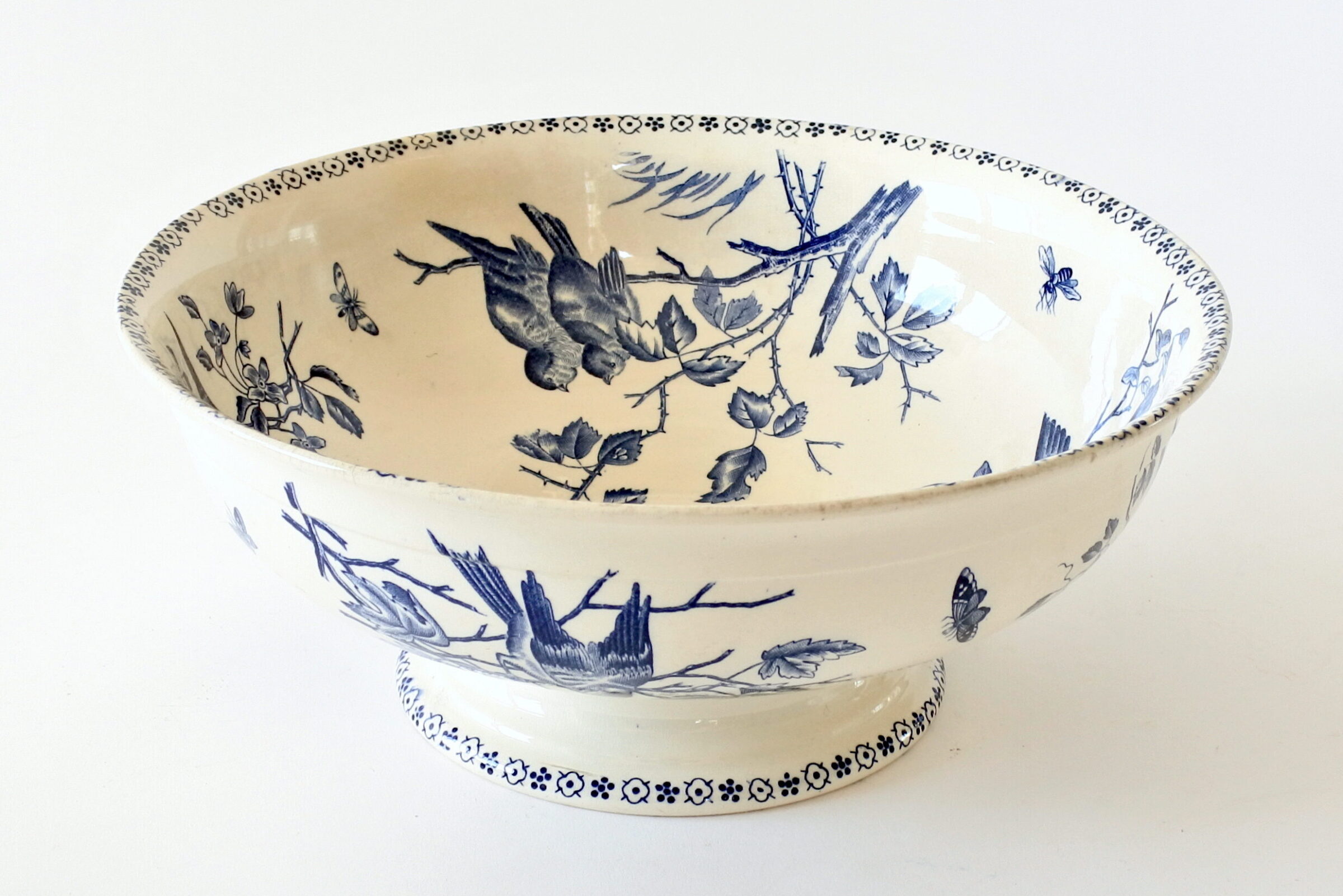 Servizio in ceramica B.F.K. decorato con uccellini su rami ed insetti - 7