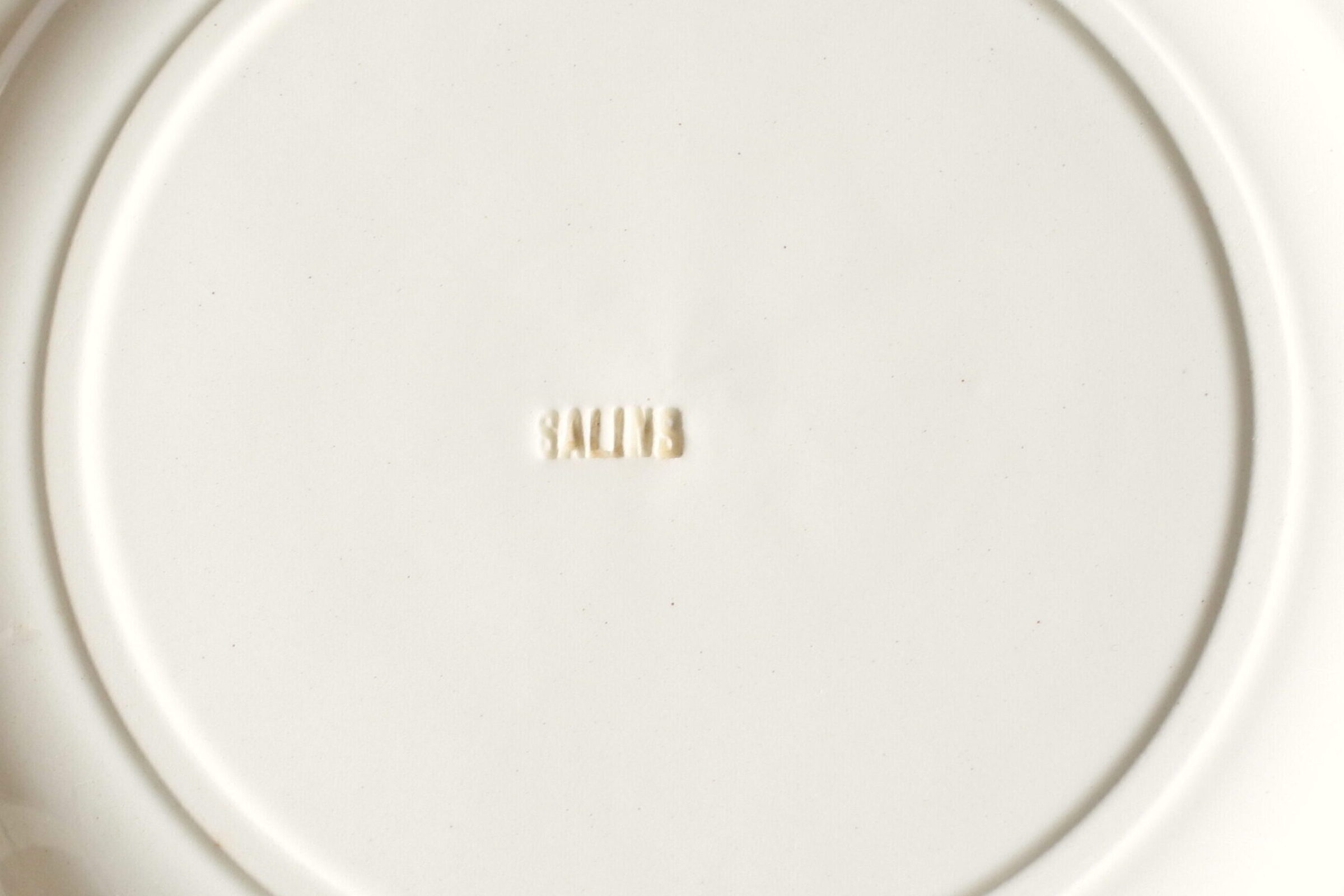 12 piatti in ceramica di Salins con fiori e greca marrone - 3
