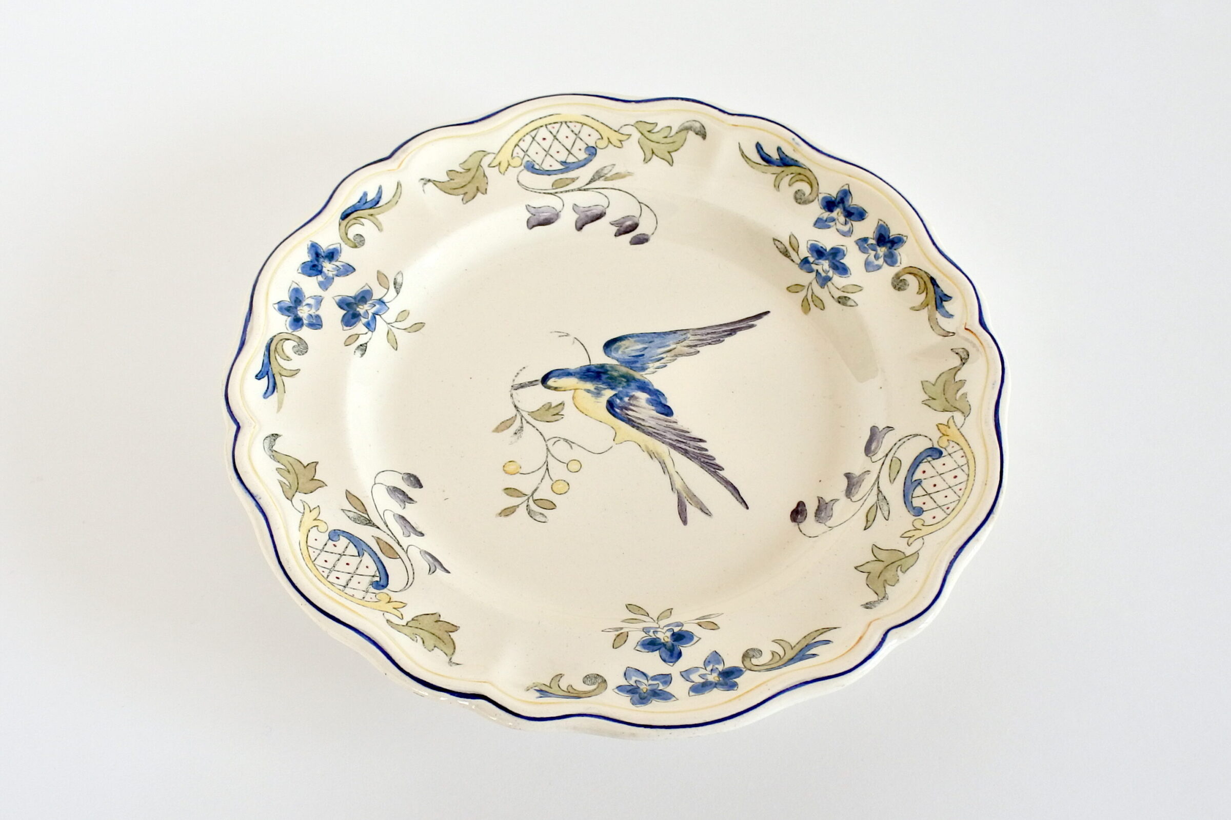 Alzatina in ceramica di longchamp con uccellino e fiori - 2