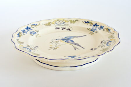 Alzatina in ceramica di Longchamp con uccellino e fiori