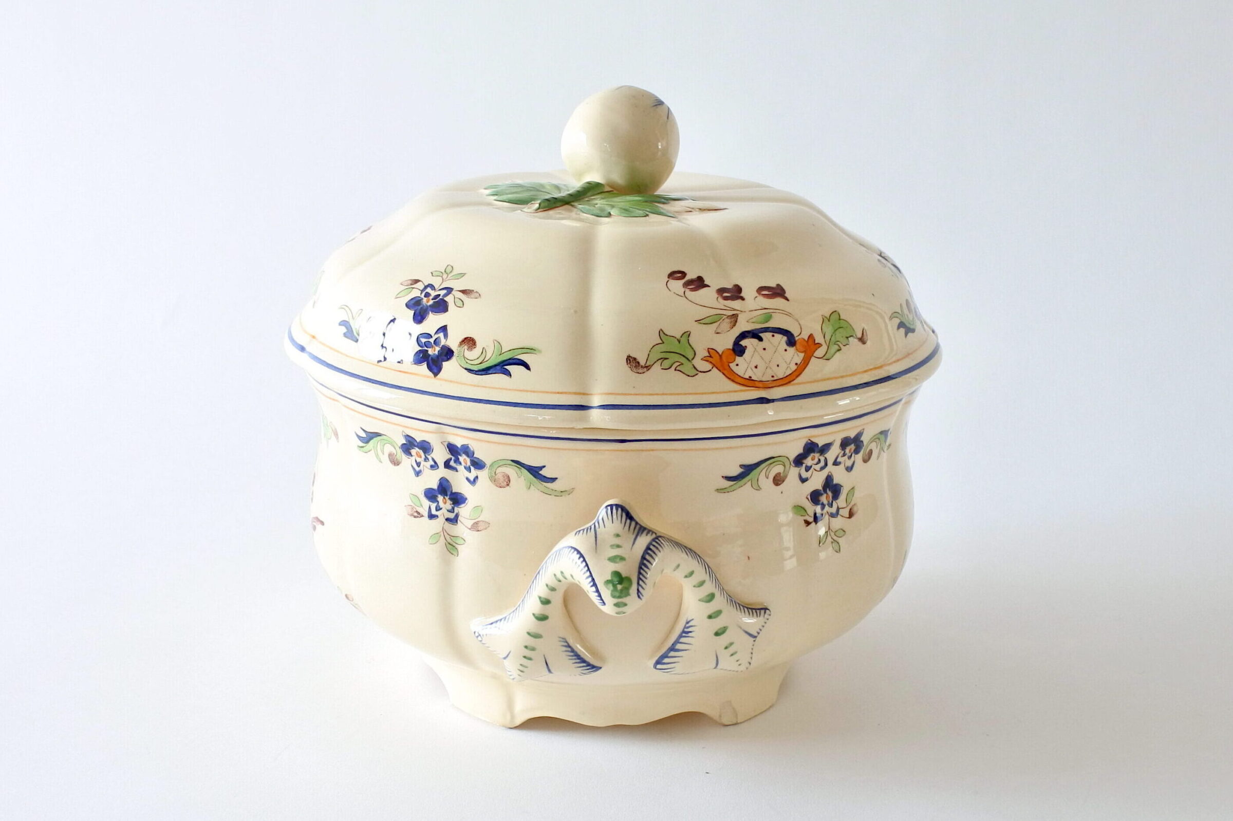 Zuppiera in ceramica di Longchamp con uccellini e fiori - 2
