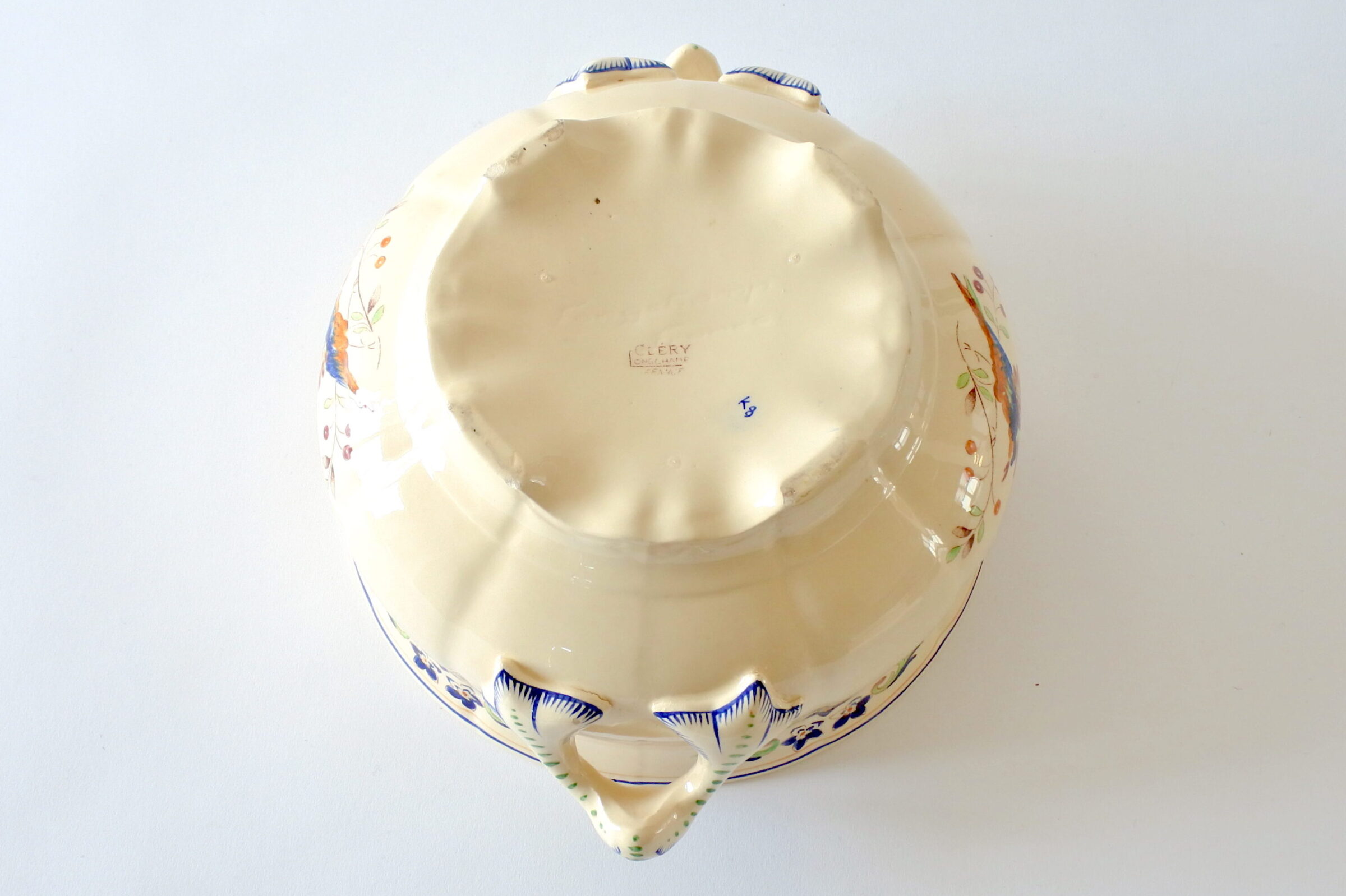 Zuppiera in ceramica di Longchamp con uccellini e fiori - 5