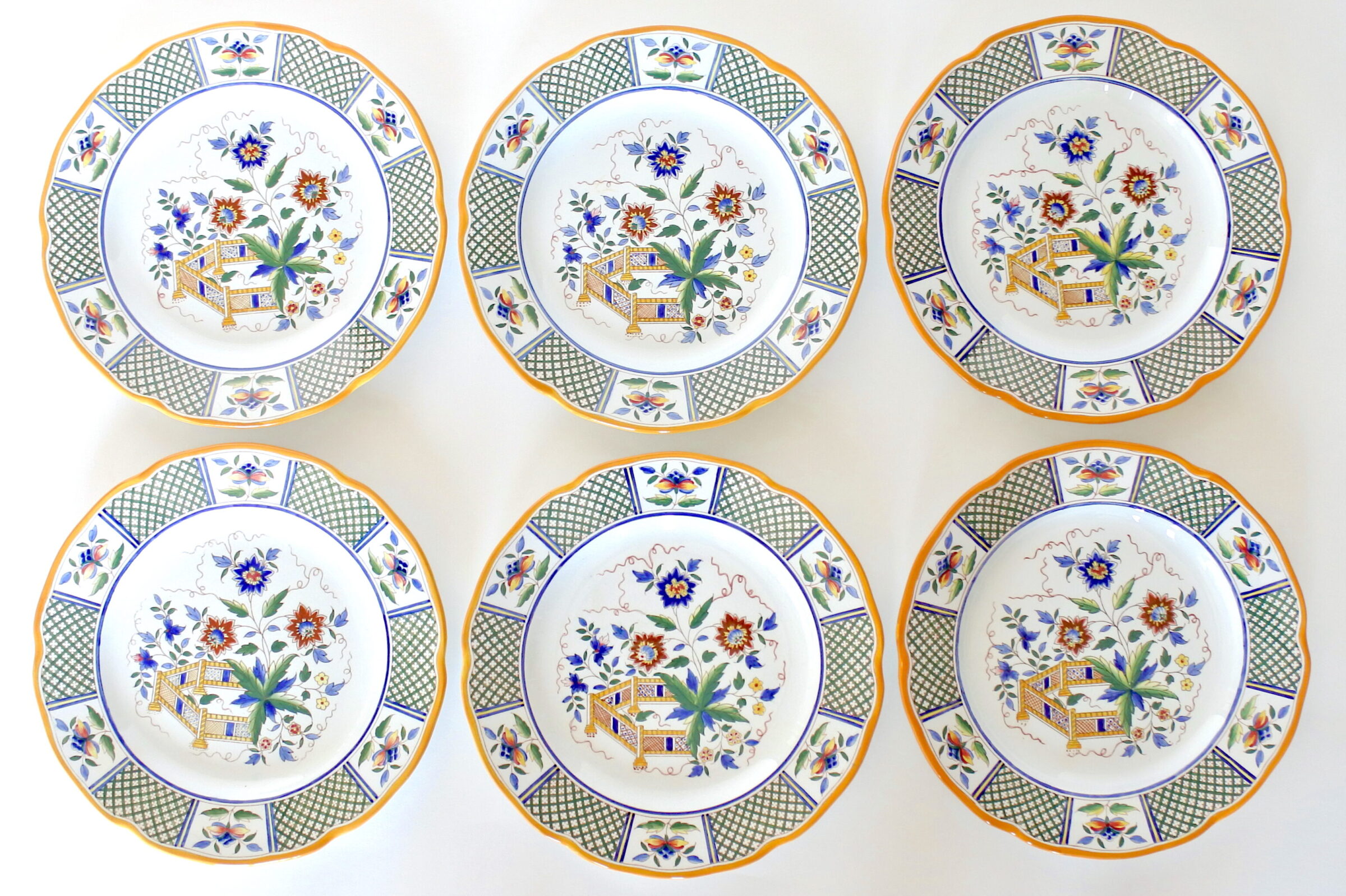 6 piatti da frutta in ceramica di Sarreguemines Montmorency con fiori