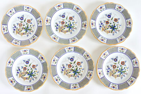 6 piatti piani in ceramica di Sarreguemines Montmorency con fiori