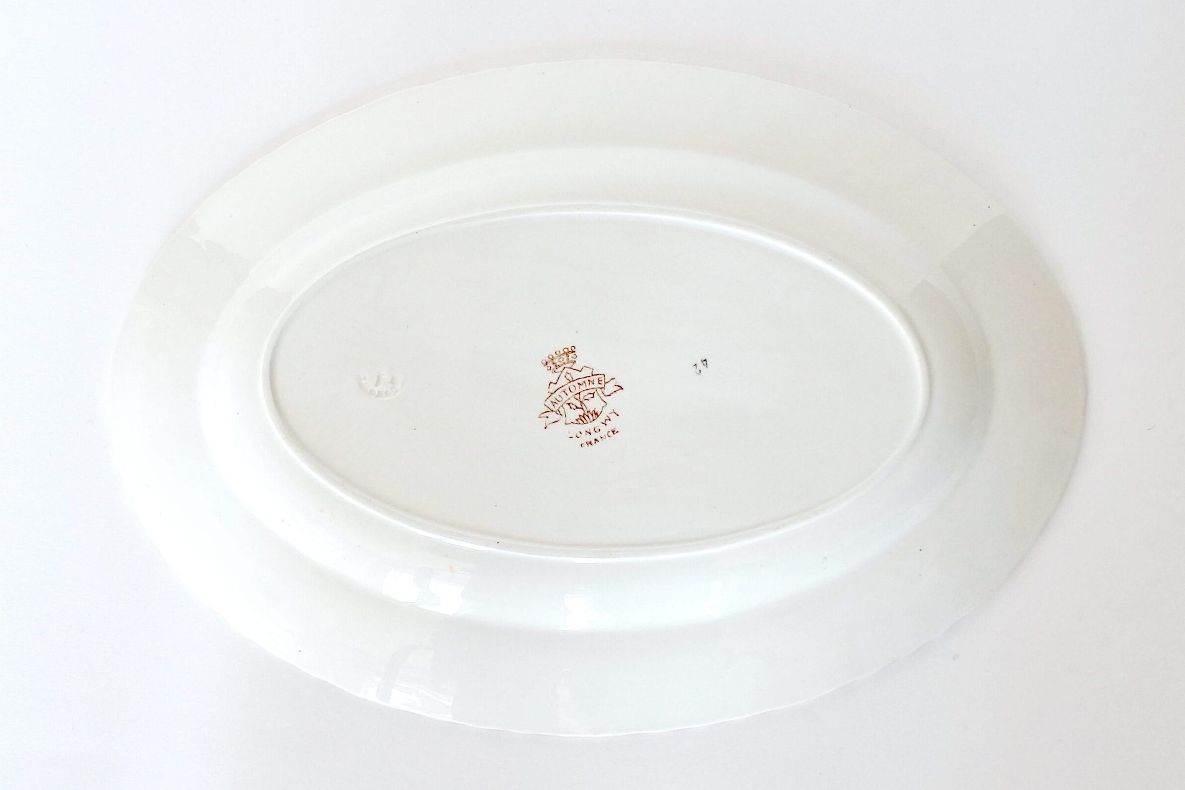 Piatto ovale in ceramica di Longwy decorato con frutti di rovo e farfalla - 2