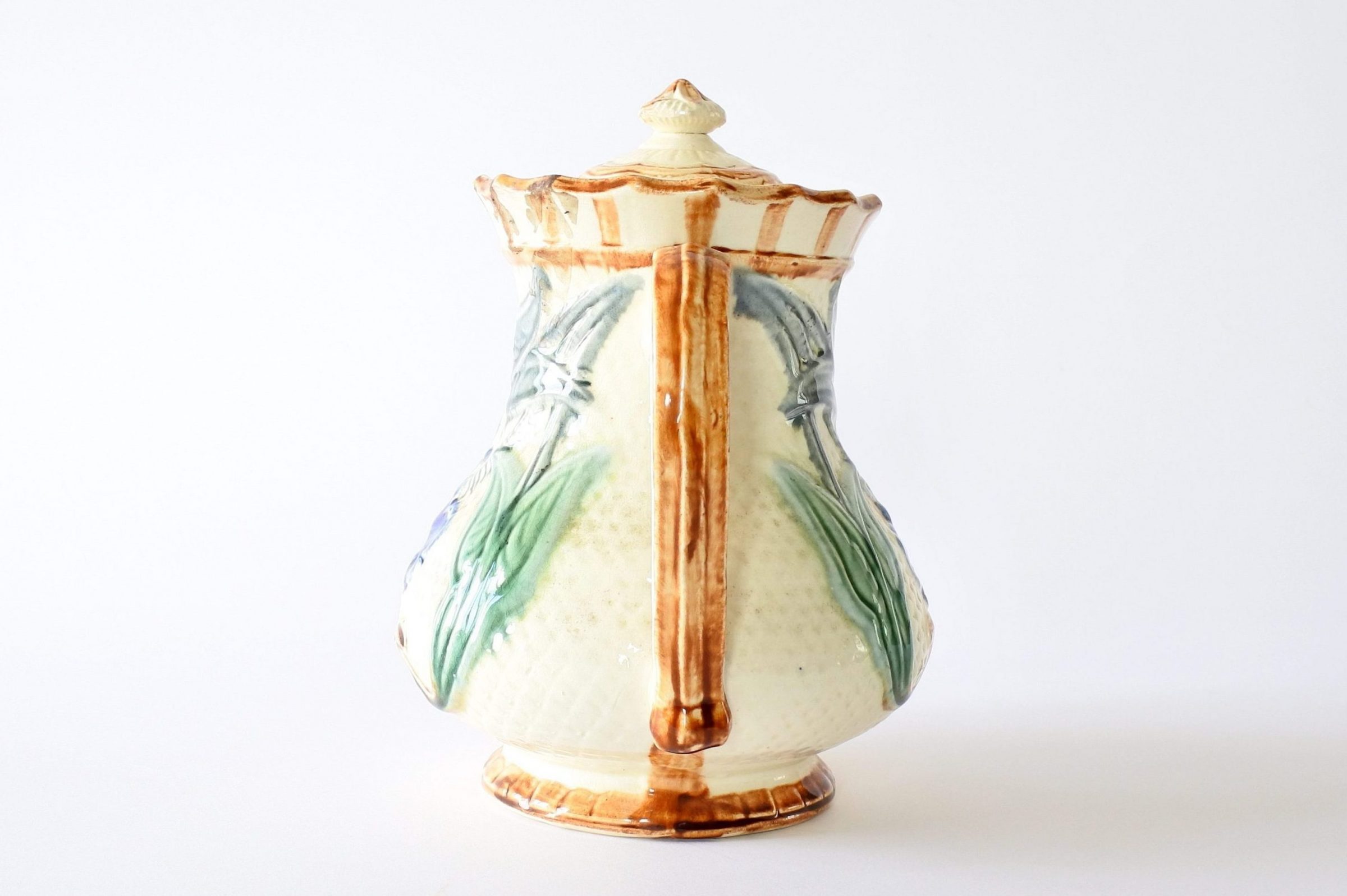 Caffettiera in ceramica barbotine di Wasmuel decorata con fiori - 3
