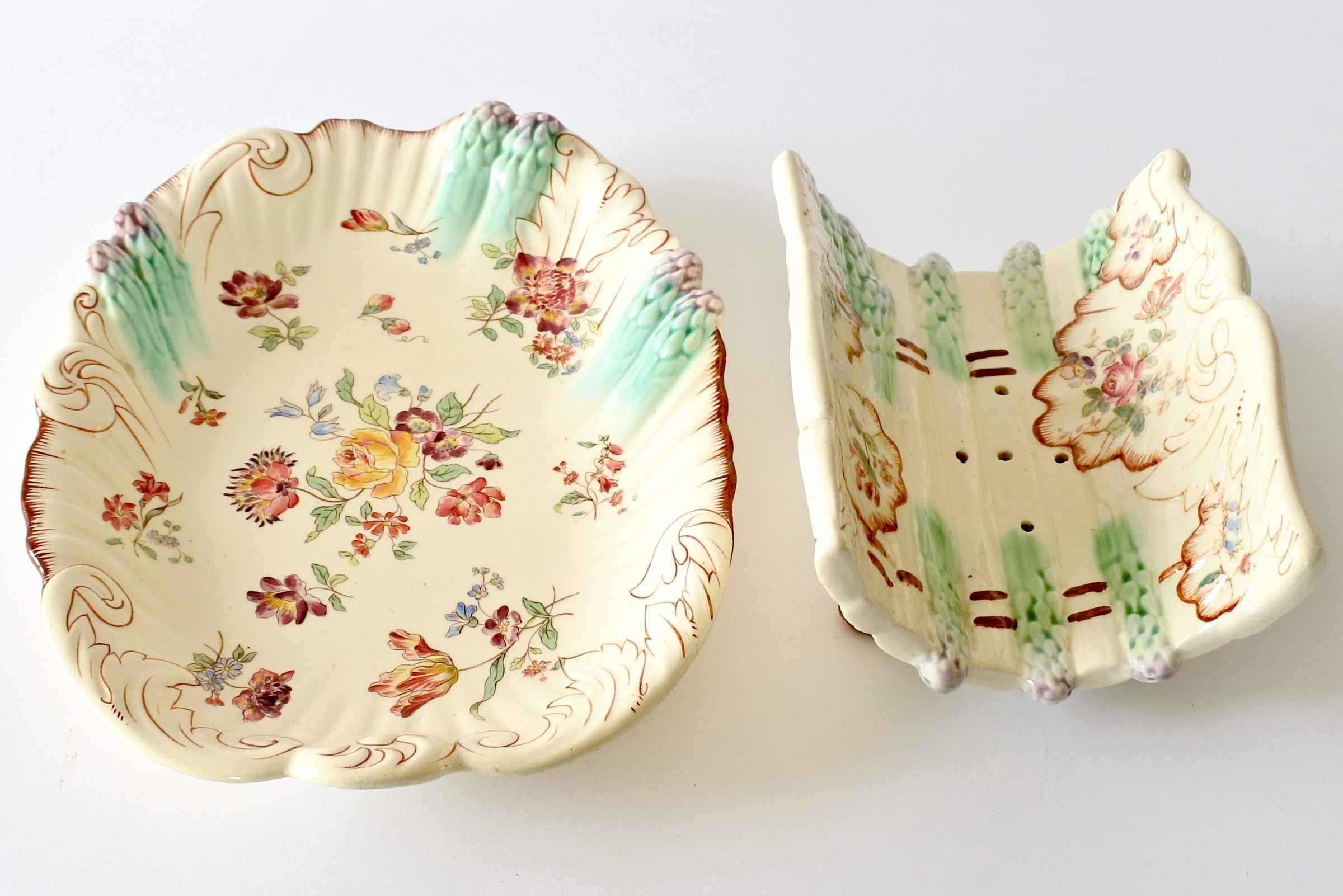 Piatto di portata con porta asparagi in ceramica barbotine di Longchamp - 4
