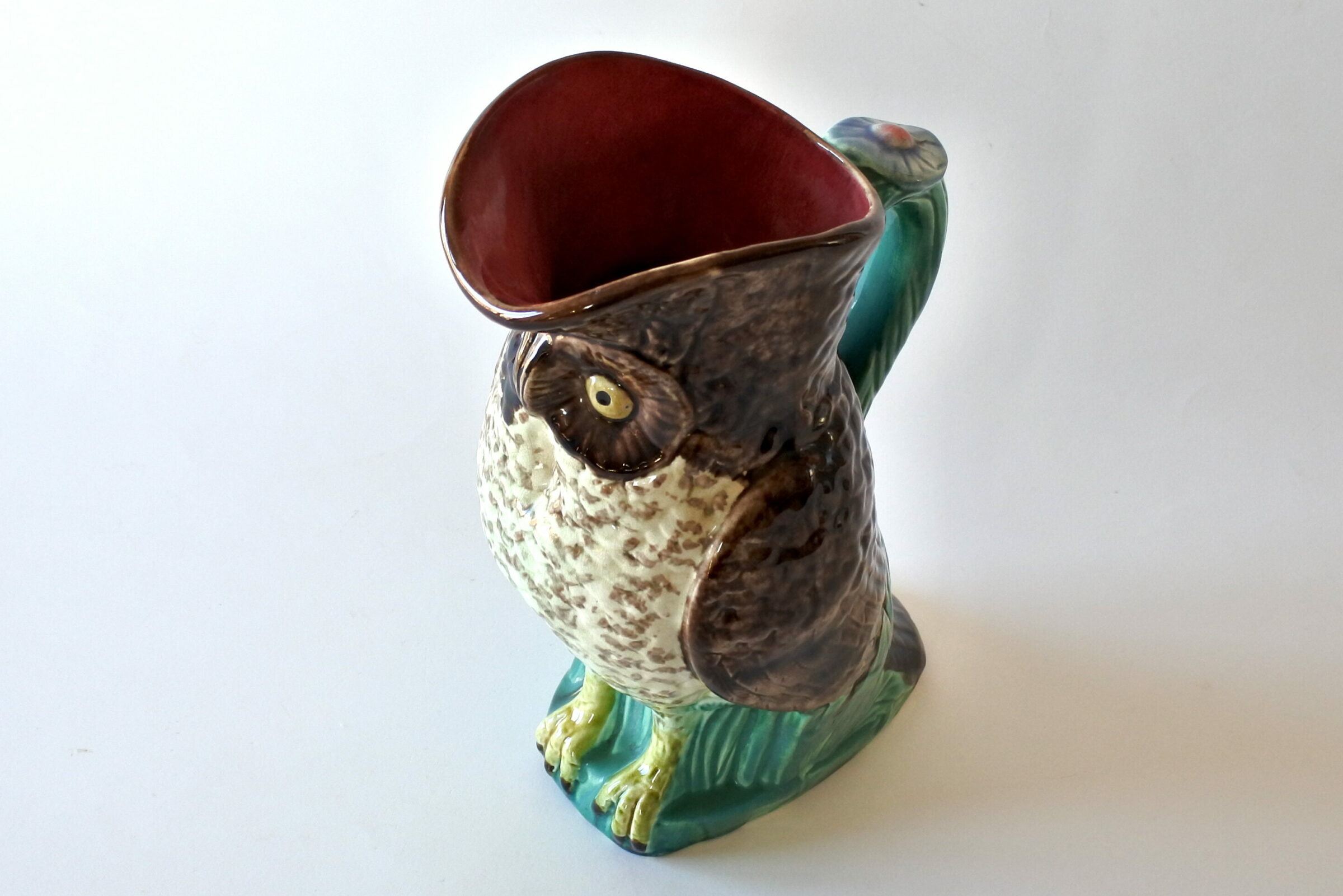 Brocca in ceramica barbotine a forma di civetta - 6