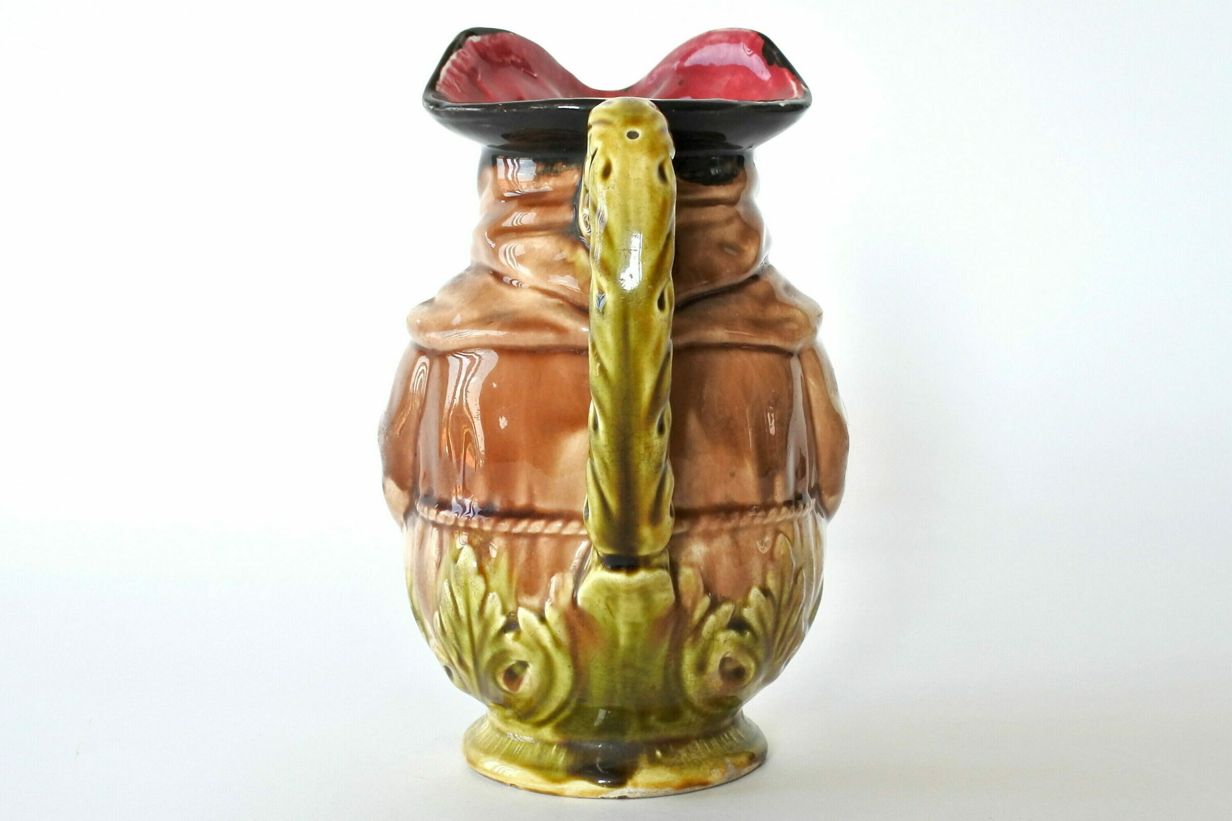 Brocca Onnaing in ceramica barbotine a forma di monaco - 3