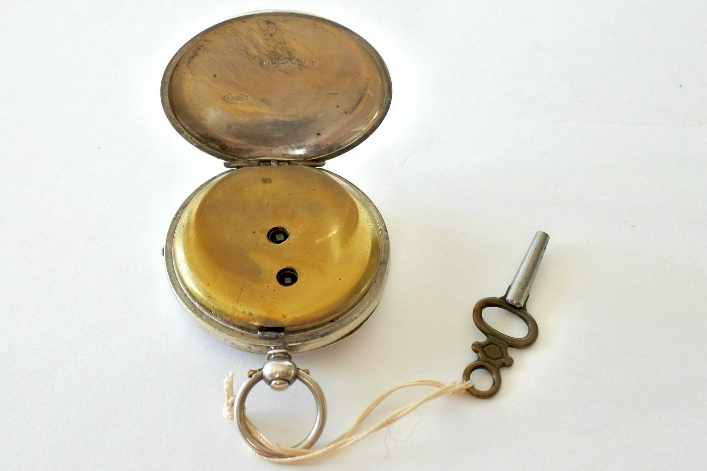Orologio da tasca in argento e quadrante avorio con decori dorati - 3