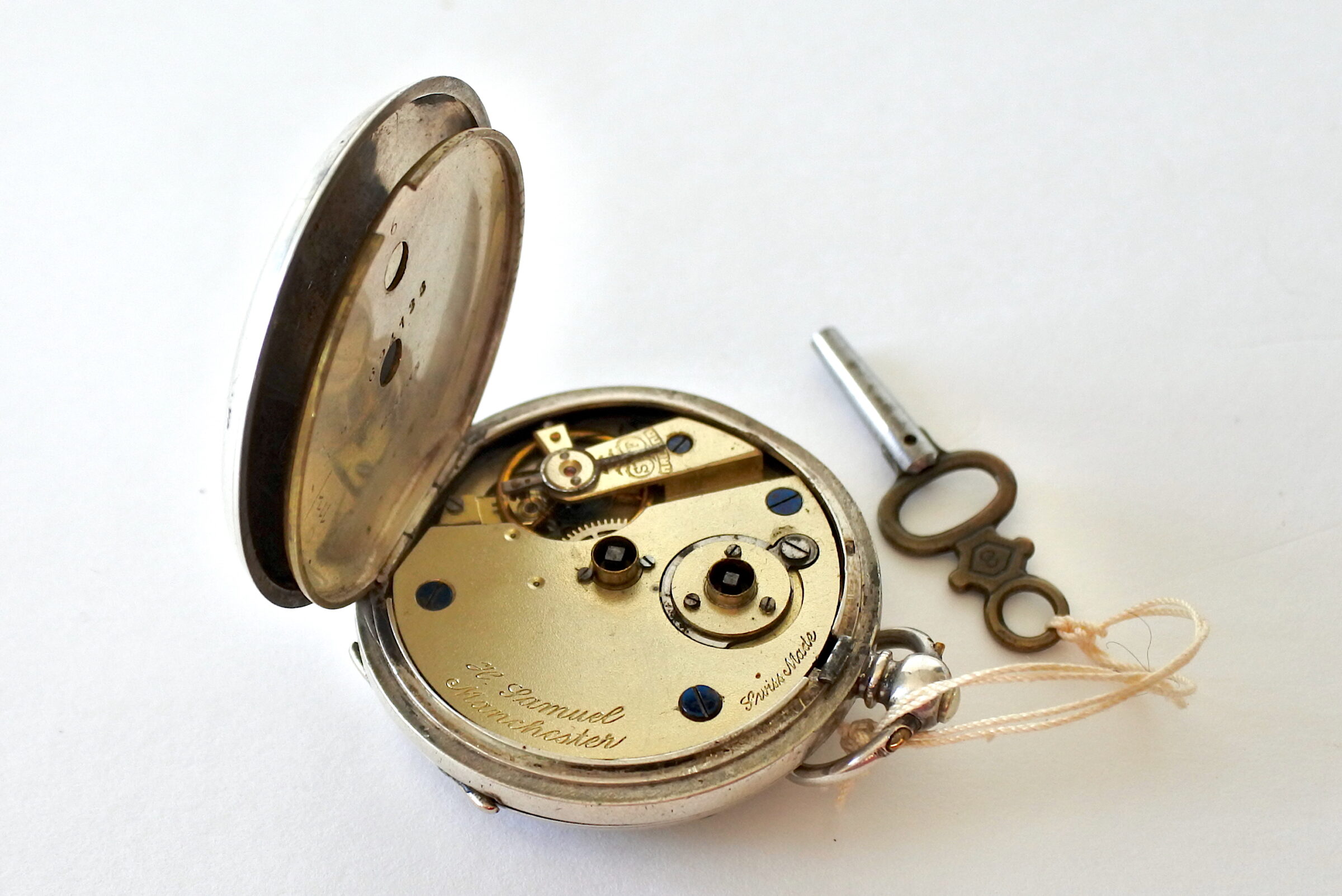 Orologio da tasca in argento e quadrante avorio con decori dorati - 6
