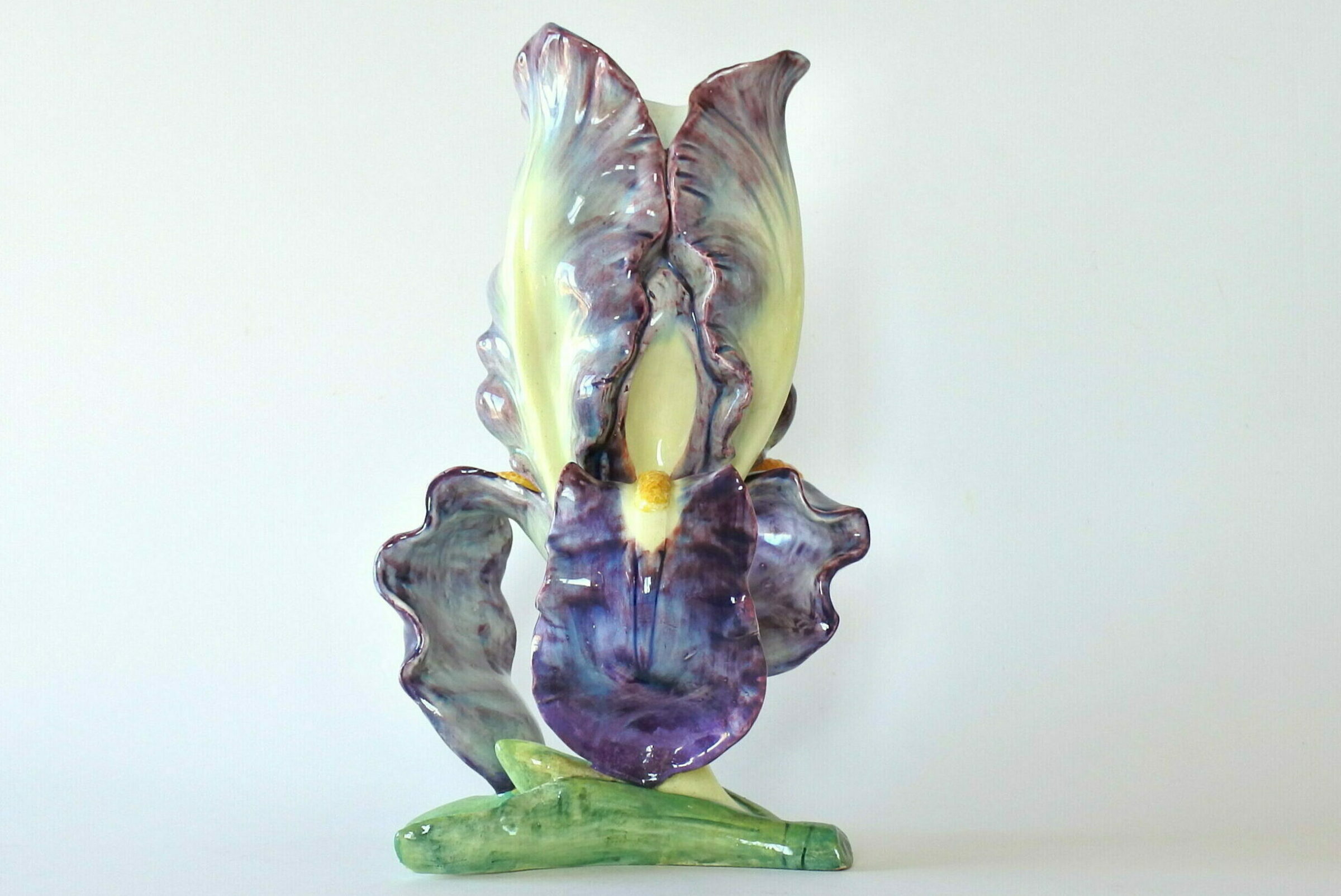 Coppia di vasi Massier in ceramica barbotine a forma di iris - 14