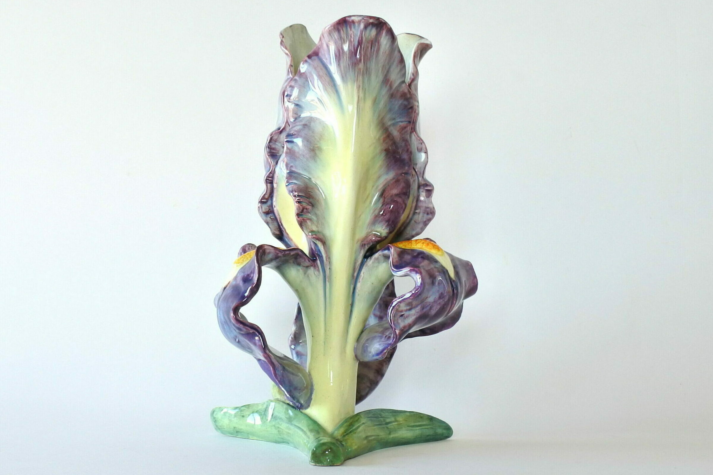 Coppia di vasi Massier in ceramica barbotine a forma di iris - 15