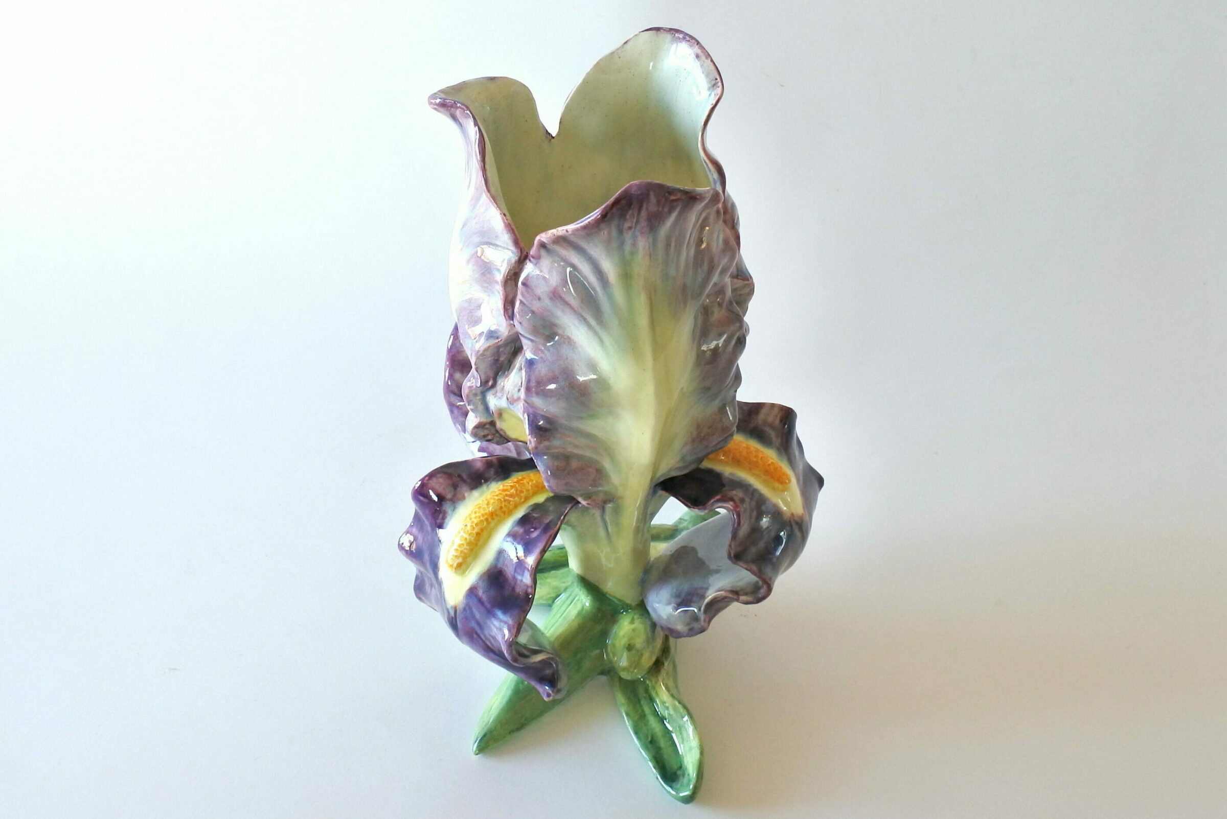 Coppia di vasi Massier in ceramica barbotine a forma di iris - 17