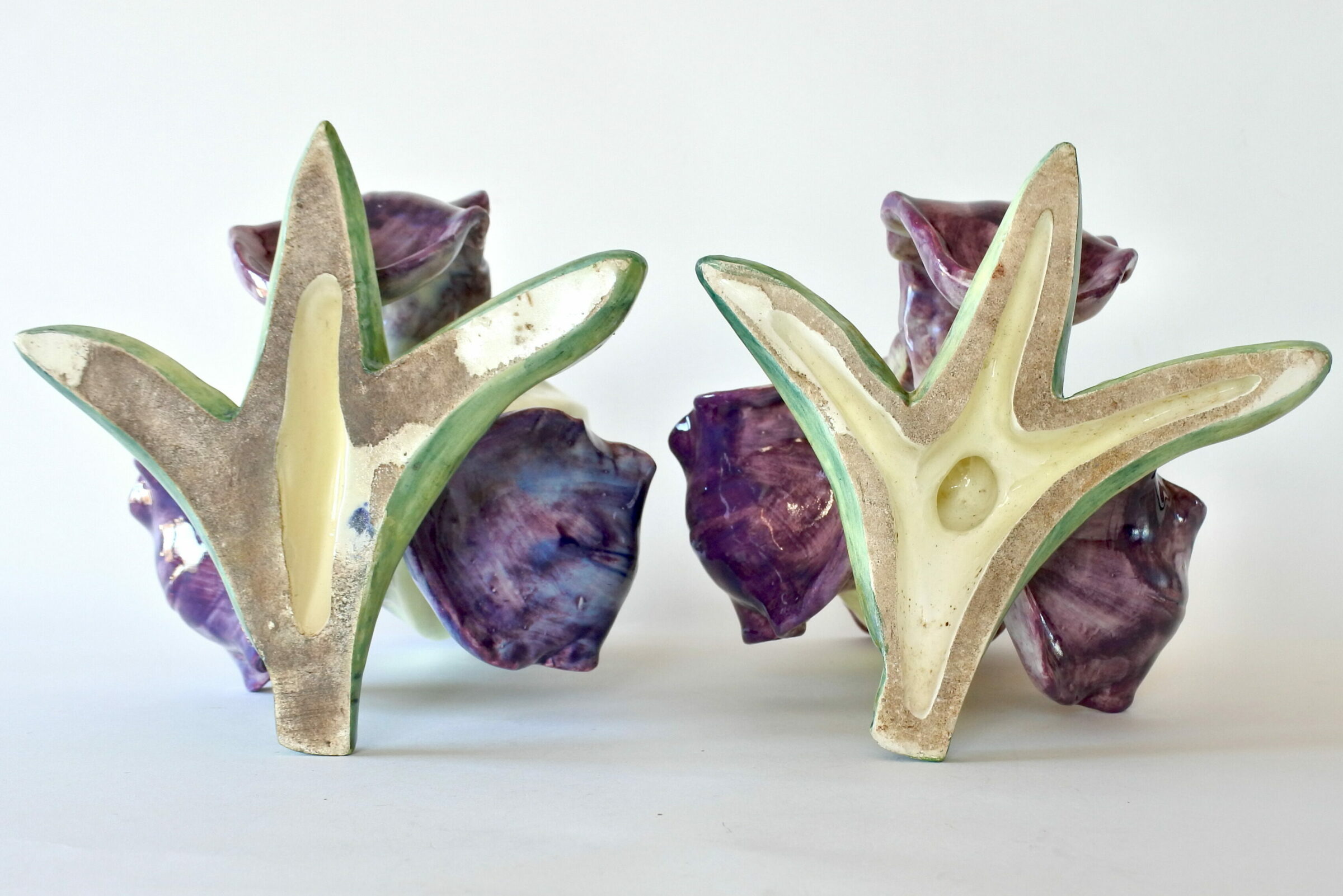 Coppia di vasi Massier in ceramica barbotine a forma di iris - 6