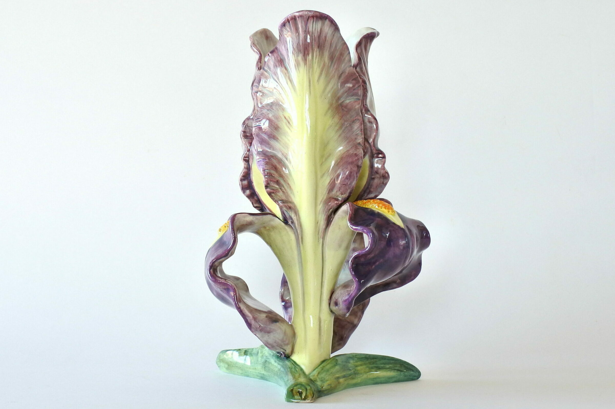 Coppia di vasi Massier in ceramica barbotine a forma di iris - 9