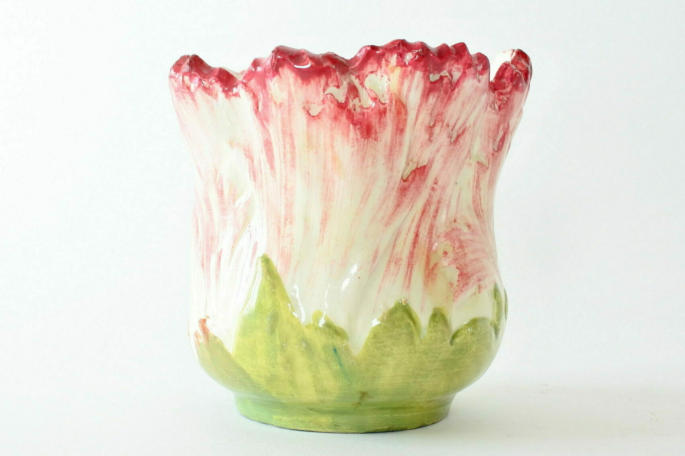 Piccolo cache pot Massier in ceramica barbotine a forma di fiore - 3