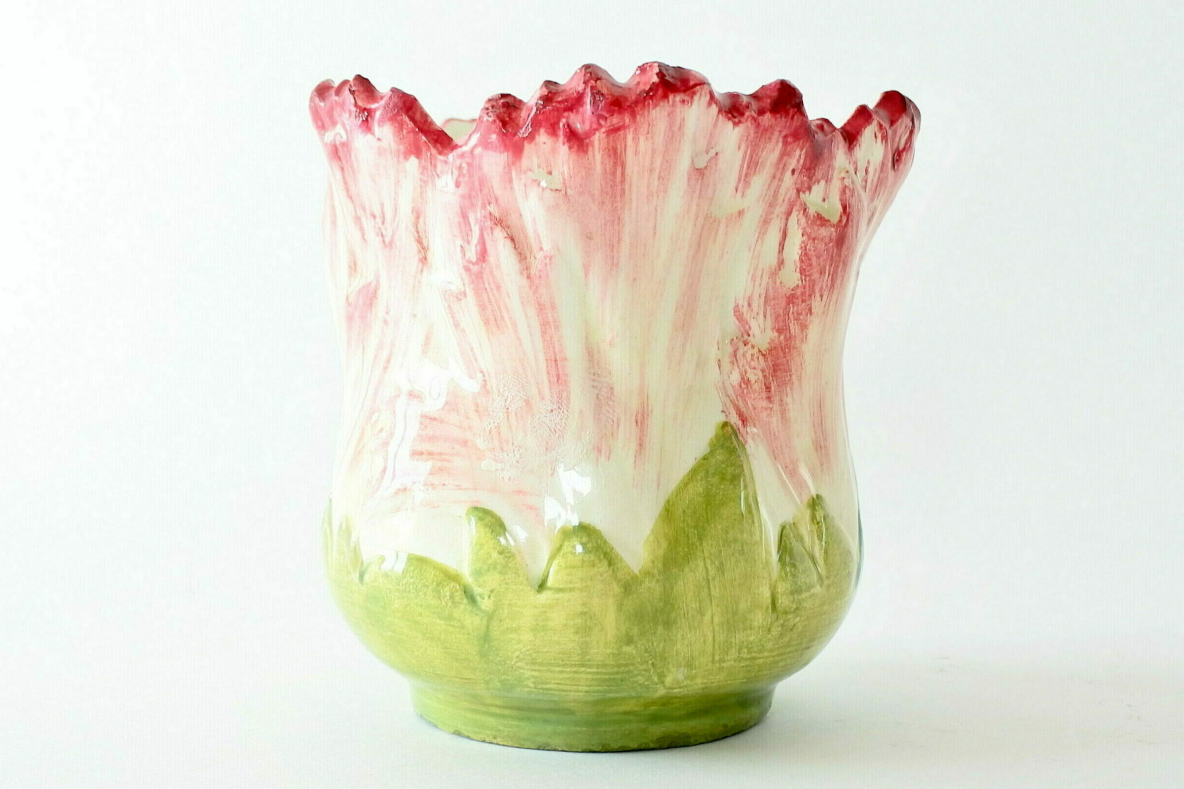 Piccolo cache pot Massier in ceramica barbotine a forma di fiore - 4