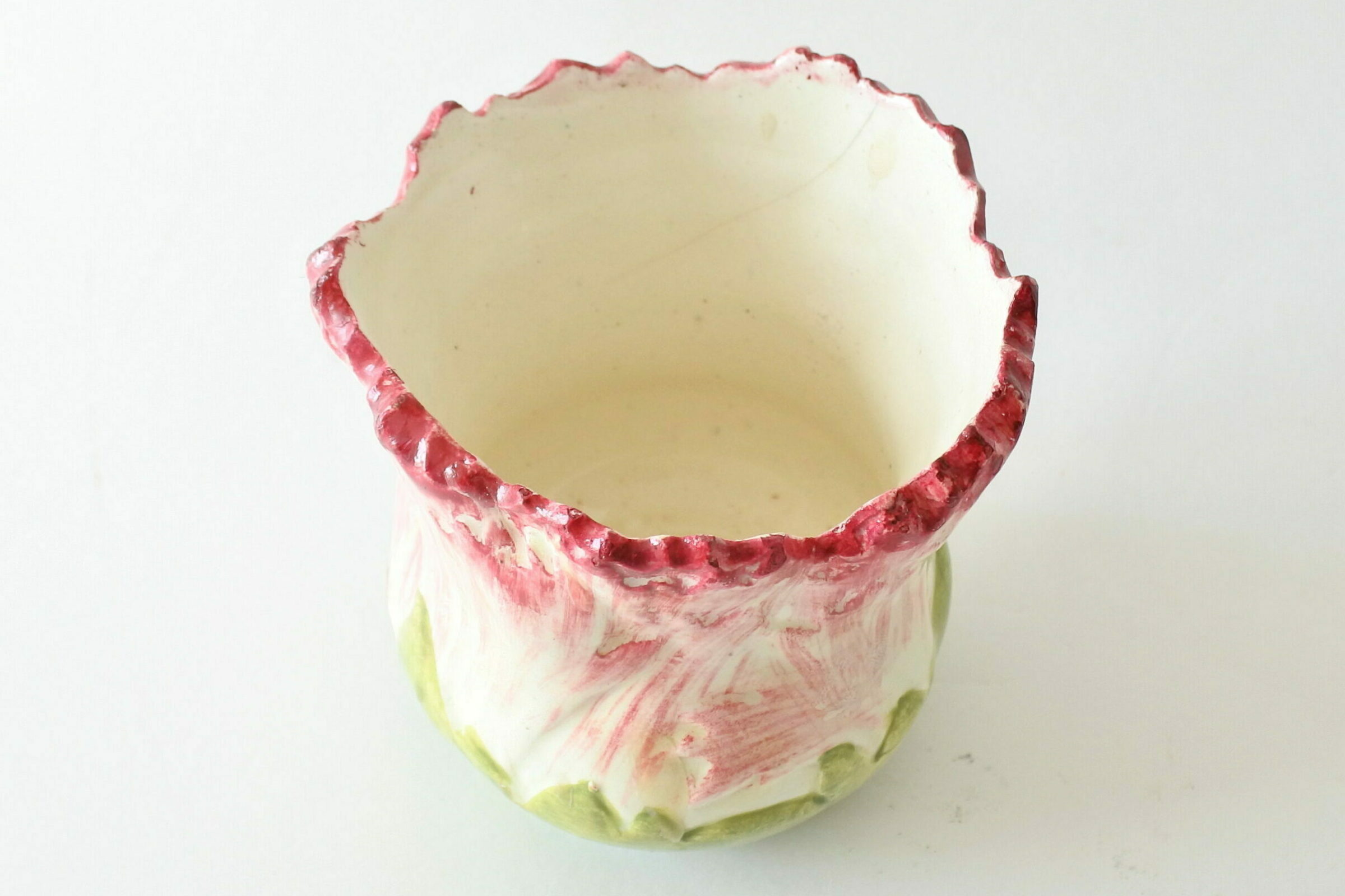 Piccolo cache pot Massier in ceramica barbotine a forma di fiore - 6
