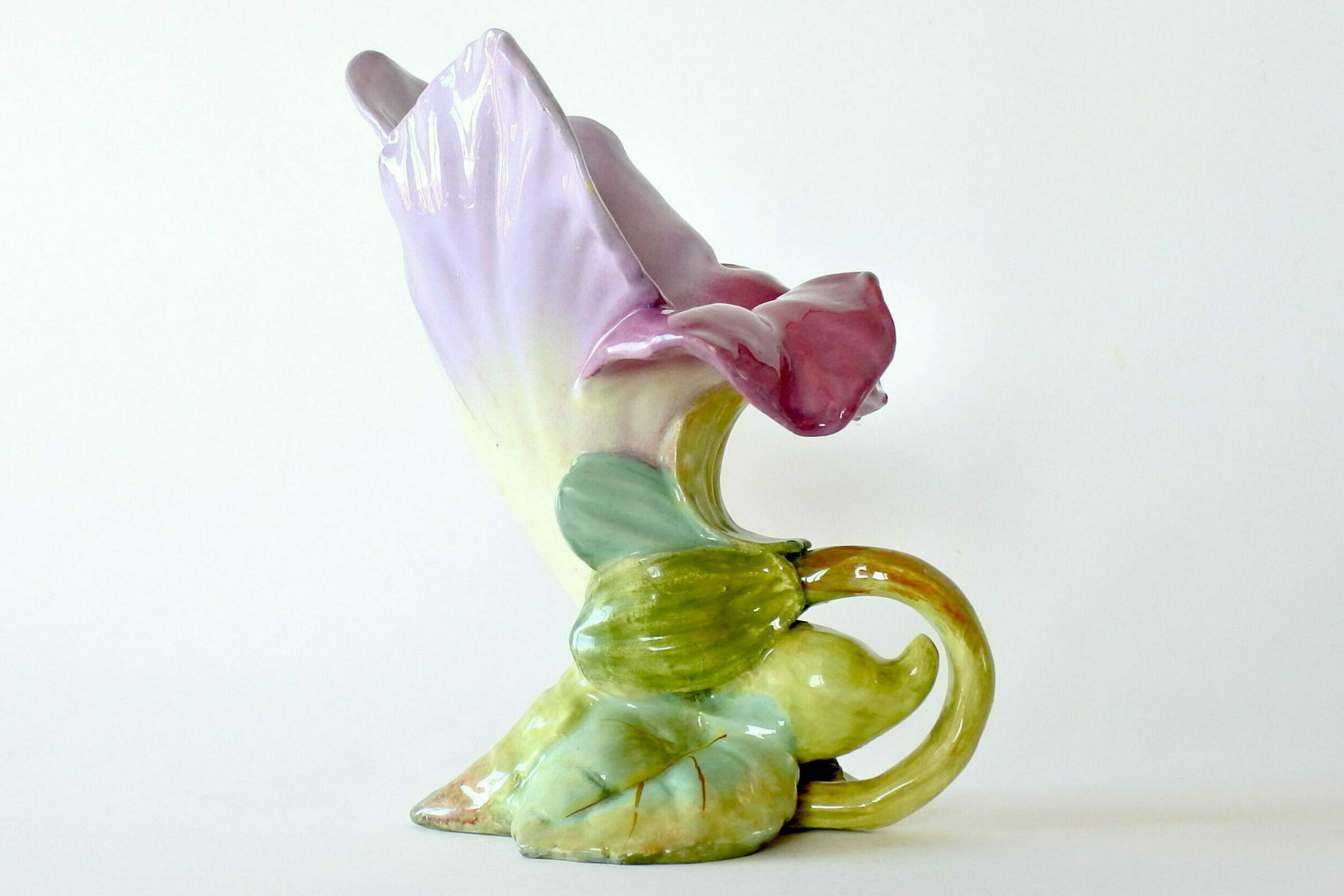 Vaso Massier in ceramica barbotine a forma di fiore viola - 2