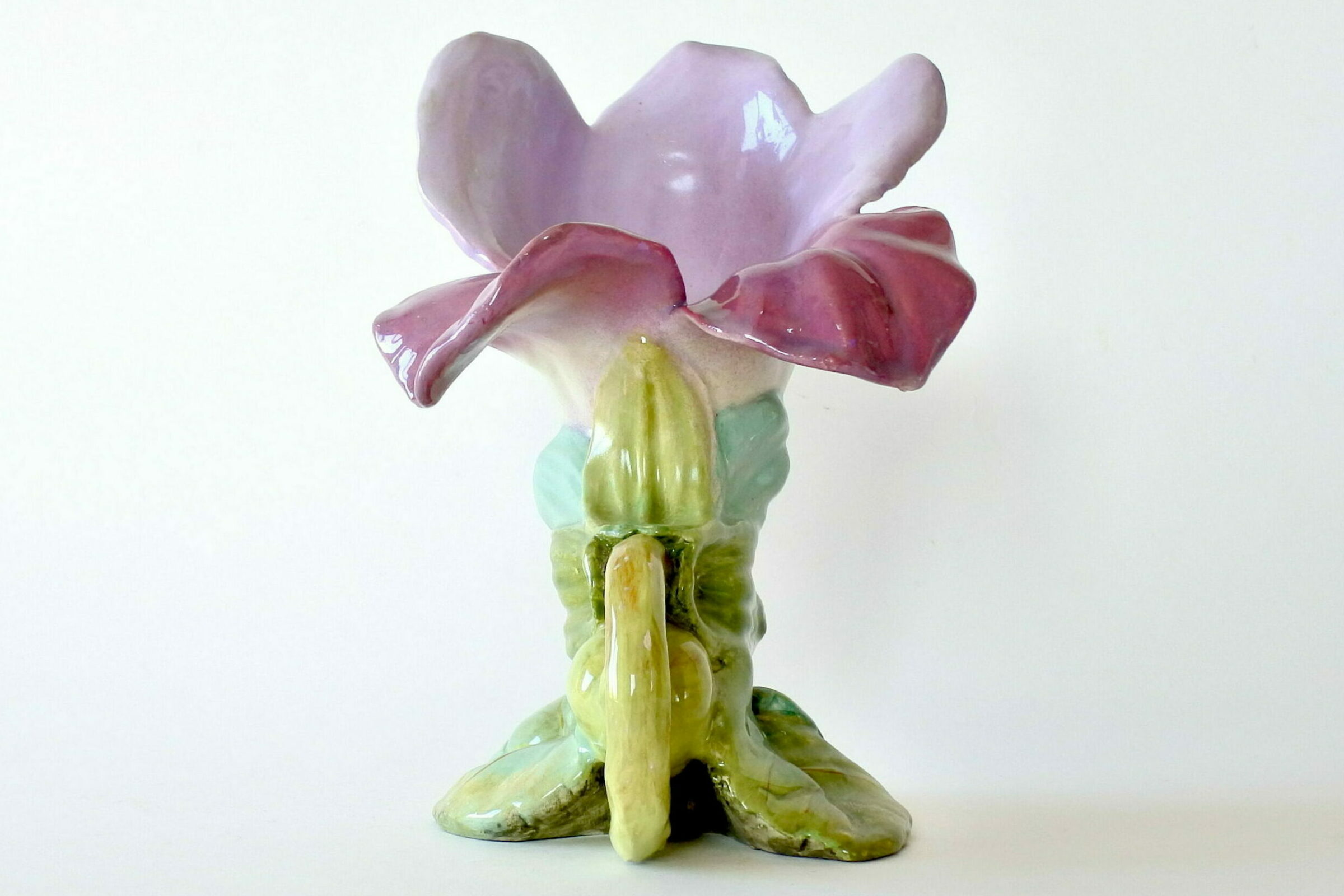 Vaso Massier in ceramica barbotine a forma di fiore viola - 3