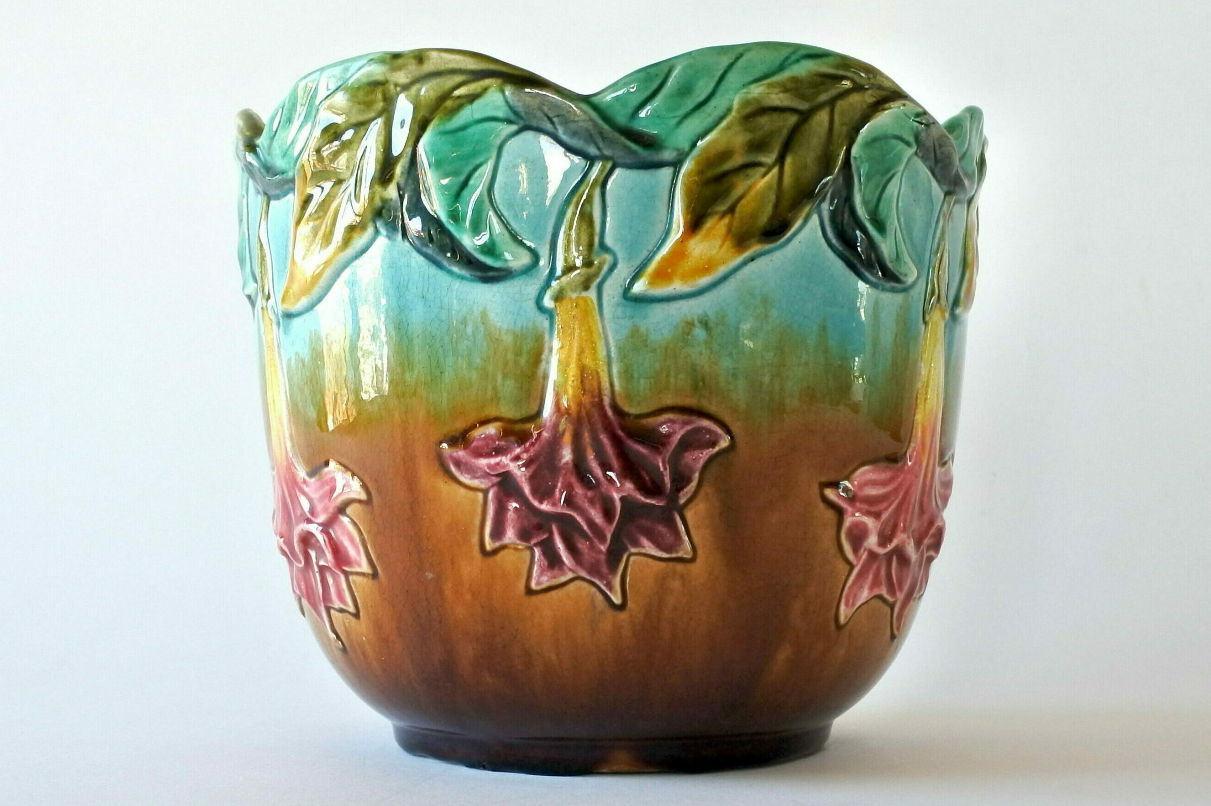 Cache pot Orchies in ceramica barbotine con fiori a tromboncino - 2