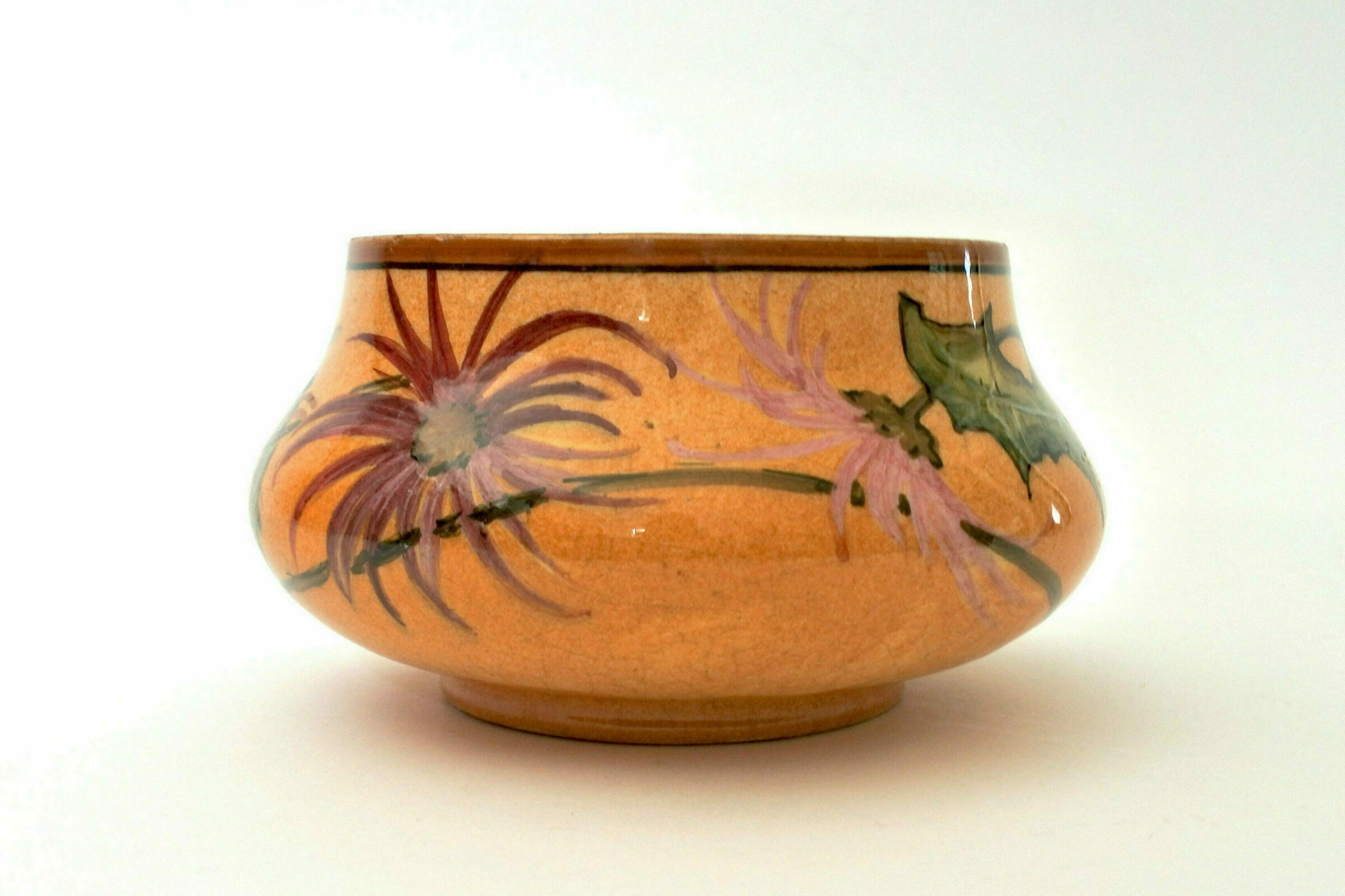 Cache pot Massier in ceramica barbotine con fiori e foglie di cardo - 5