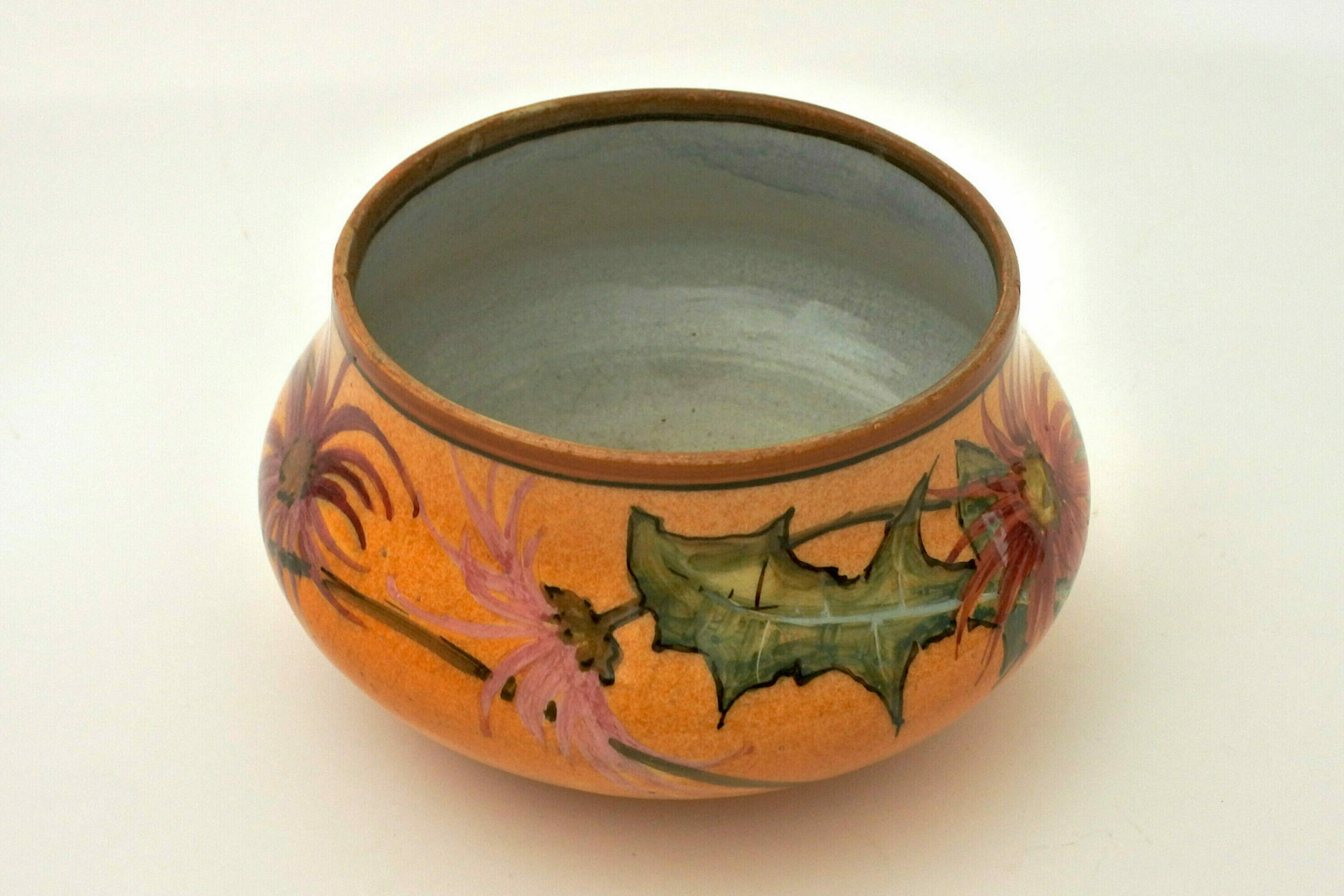 Cache pot Massier in ceramica barbotine con fiori e foglie di cardo - 6