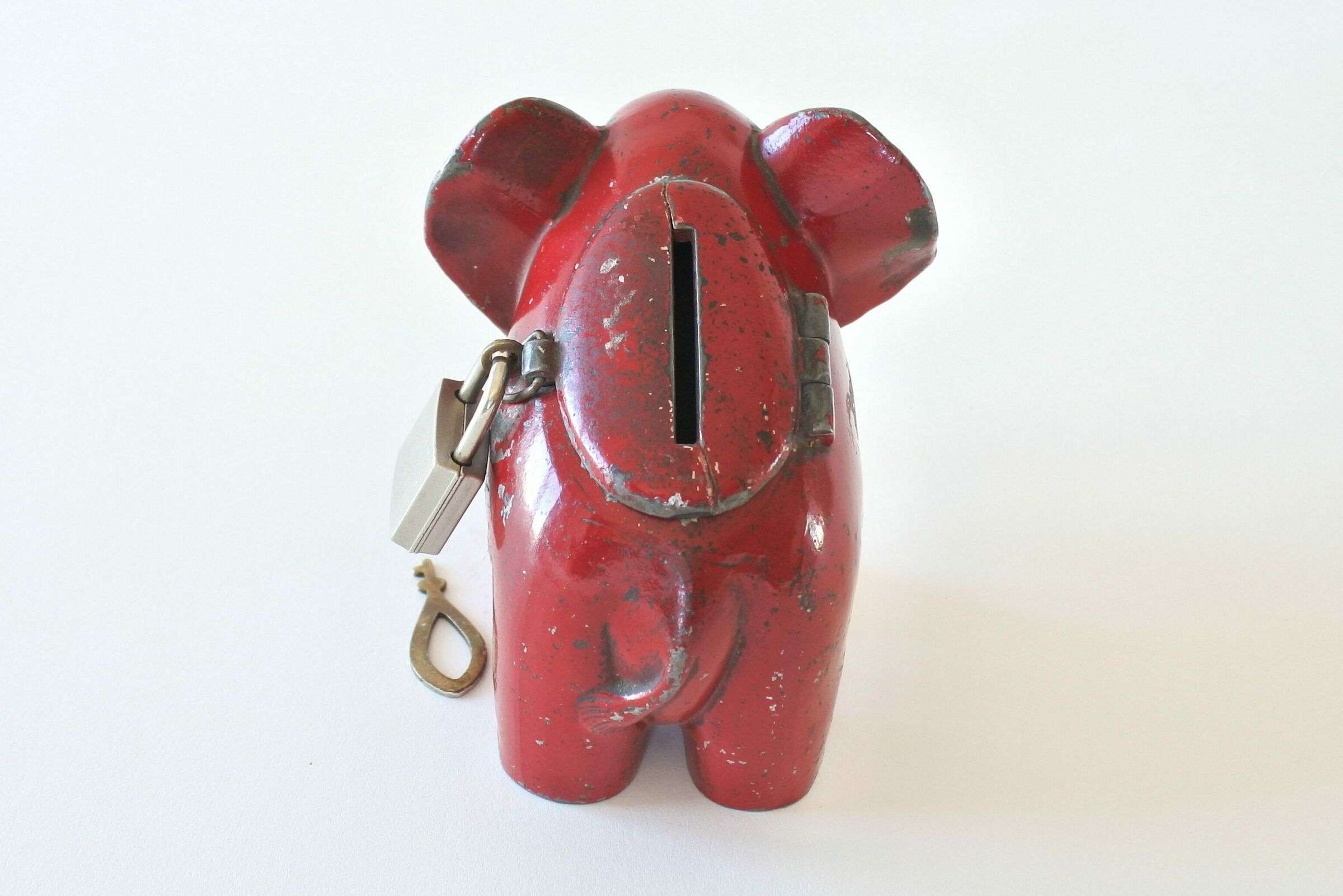 Salvadanaio in metallo a forma di elefante con lucchetto e chiave - 2