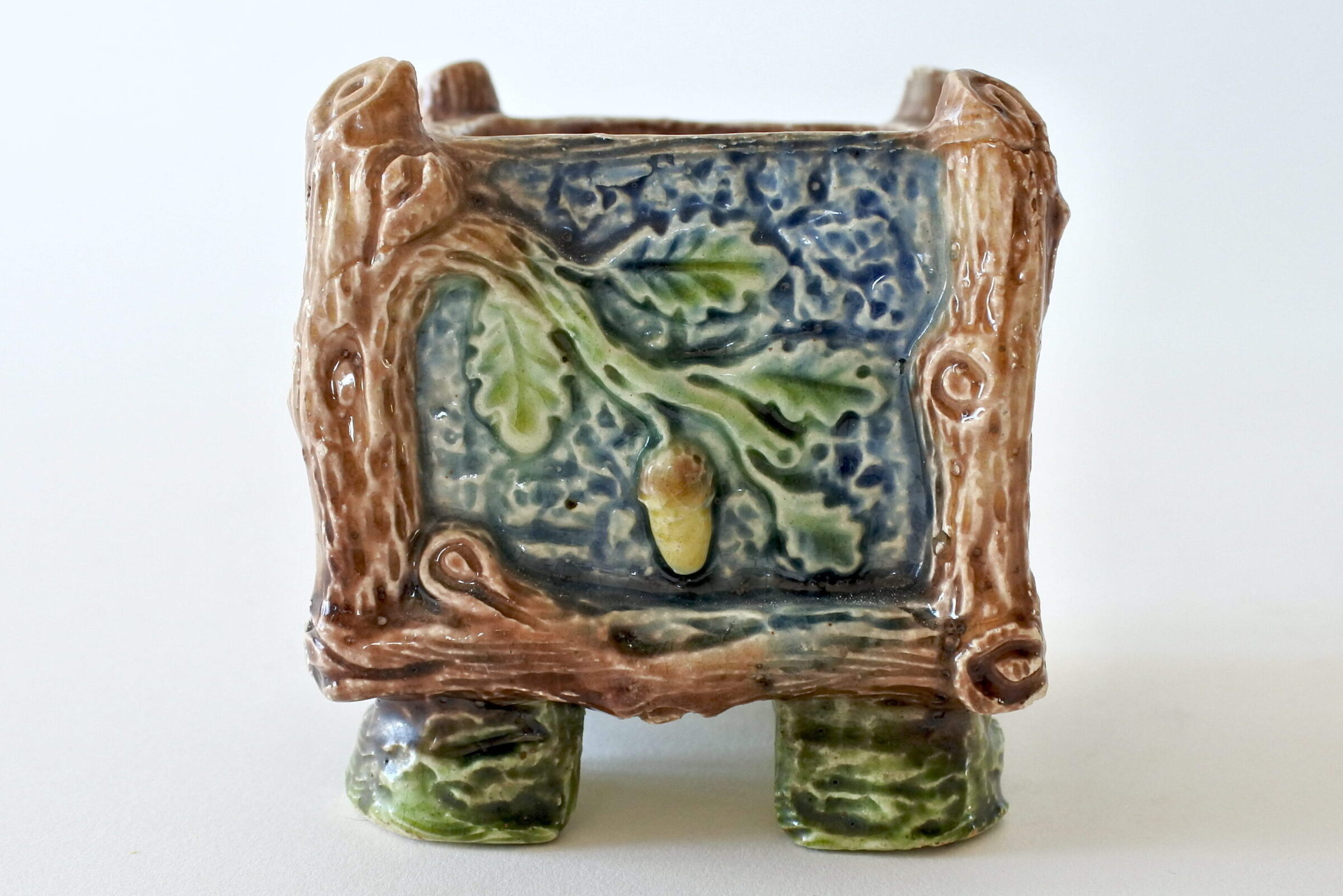 Piccolo cache pot quadrato in ceramica barbotine - 5