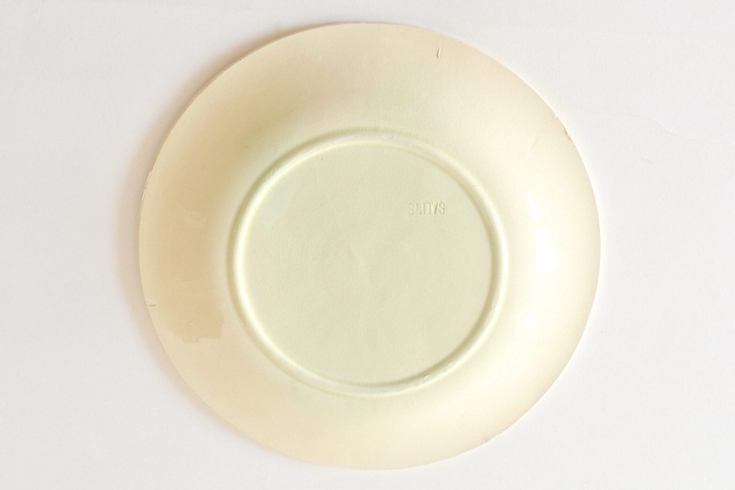 Piatto in ceramica barbotine di Salins con grappoli d’uva e pampini - 2