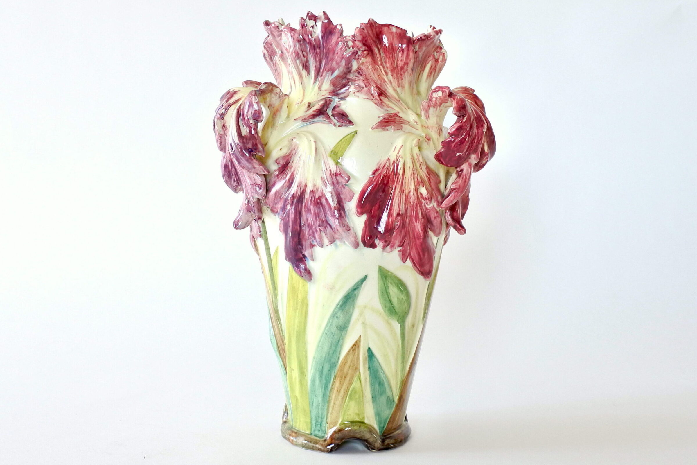 Vaso Massier in ceramica barbotine con fiori di iris germanico viola - 4