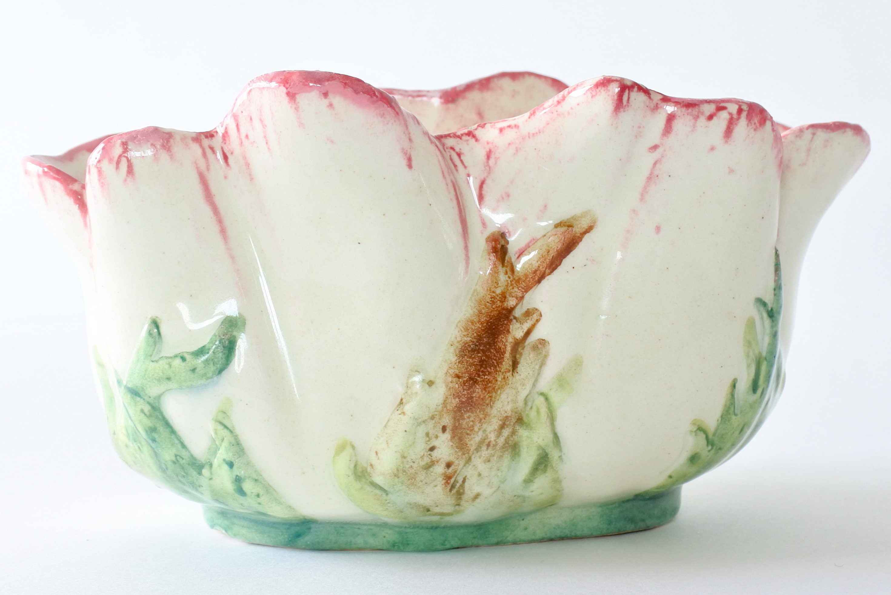 Piccola jardiniere Massier in ceramica barbotine a forma di tulipano