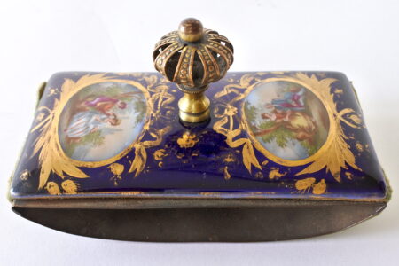 Tampone per inchiostro da scrivania in ceramica dipinta e smaltata